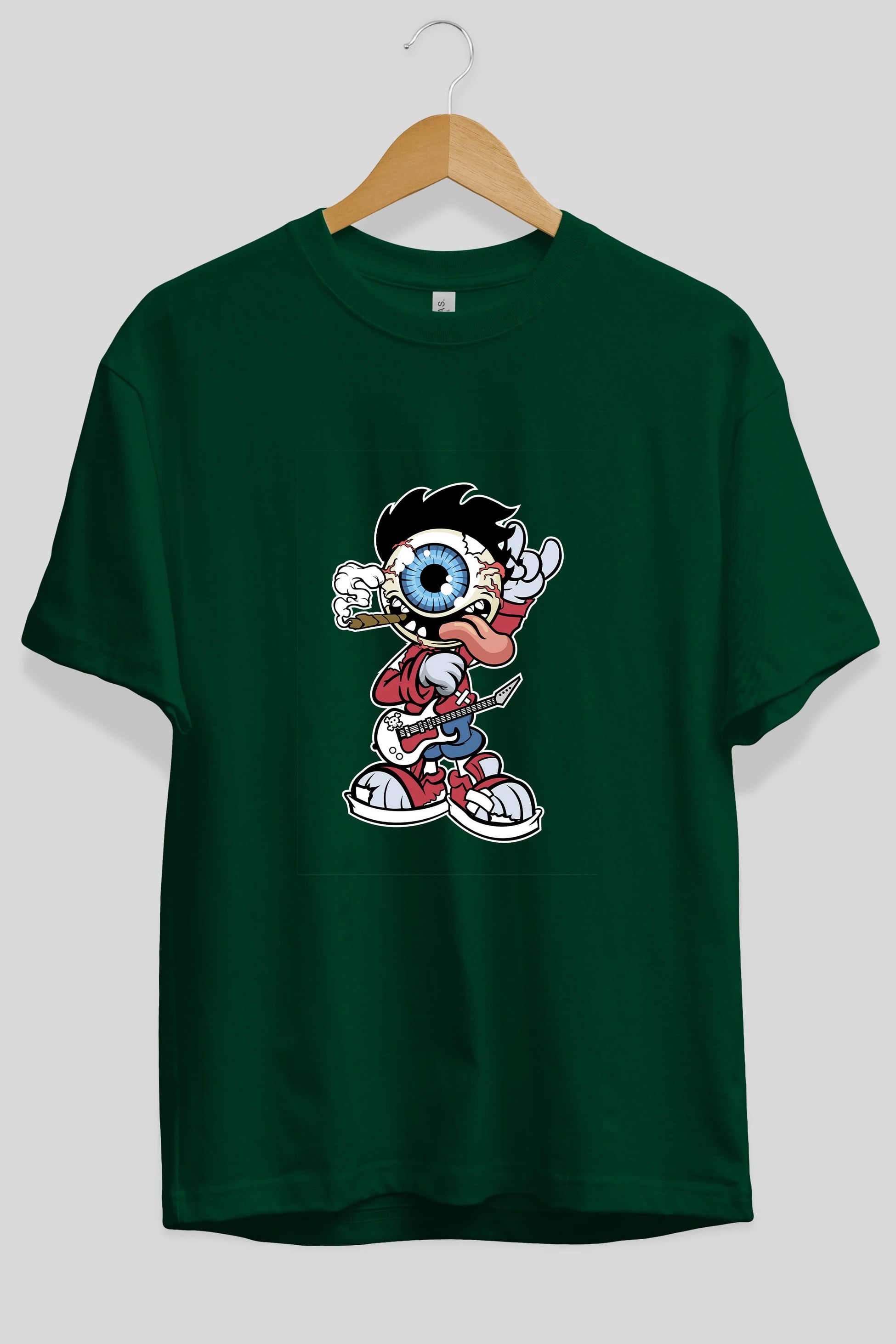 Eyeball Rockstar Ön Baskılı Oversize t-shirt Erkek Kadın Unisex %100 Pamuk tişort