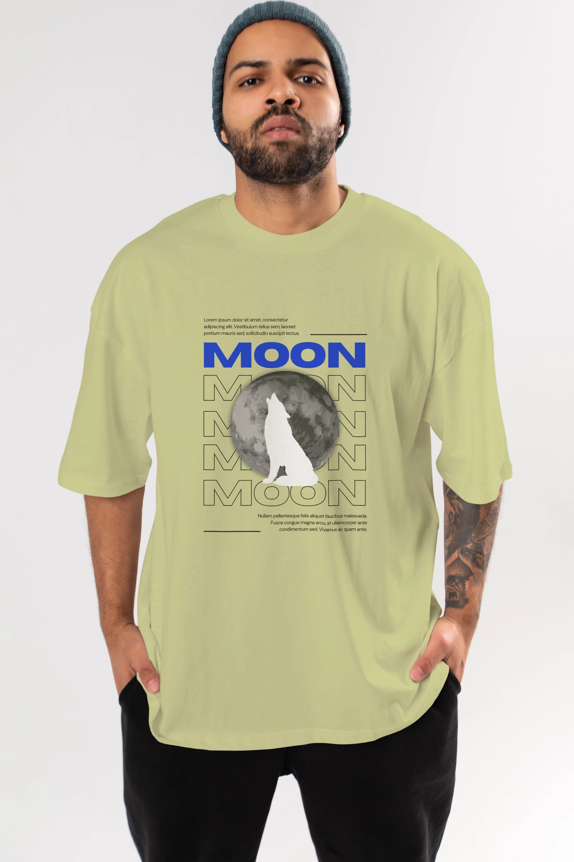 Moon Ön Baskılı Oversize t-shirt Erkek Kadın Unisex