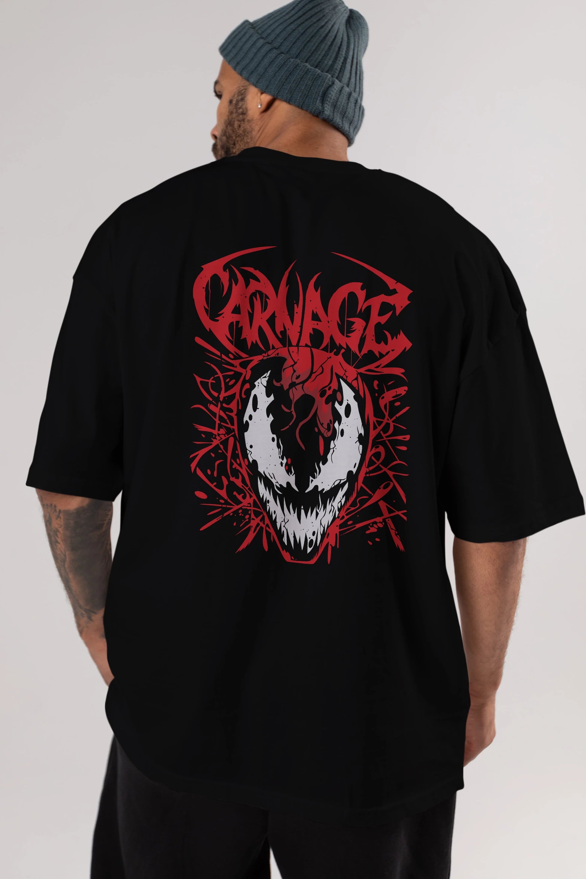 Venom (22) Arka Baskılı Oversize t-shirt Erkek Kadın Unisex %100 Pamuk Bisiklet Yaka tişort