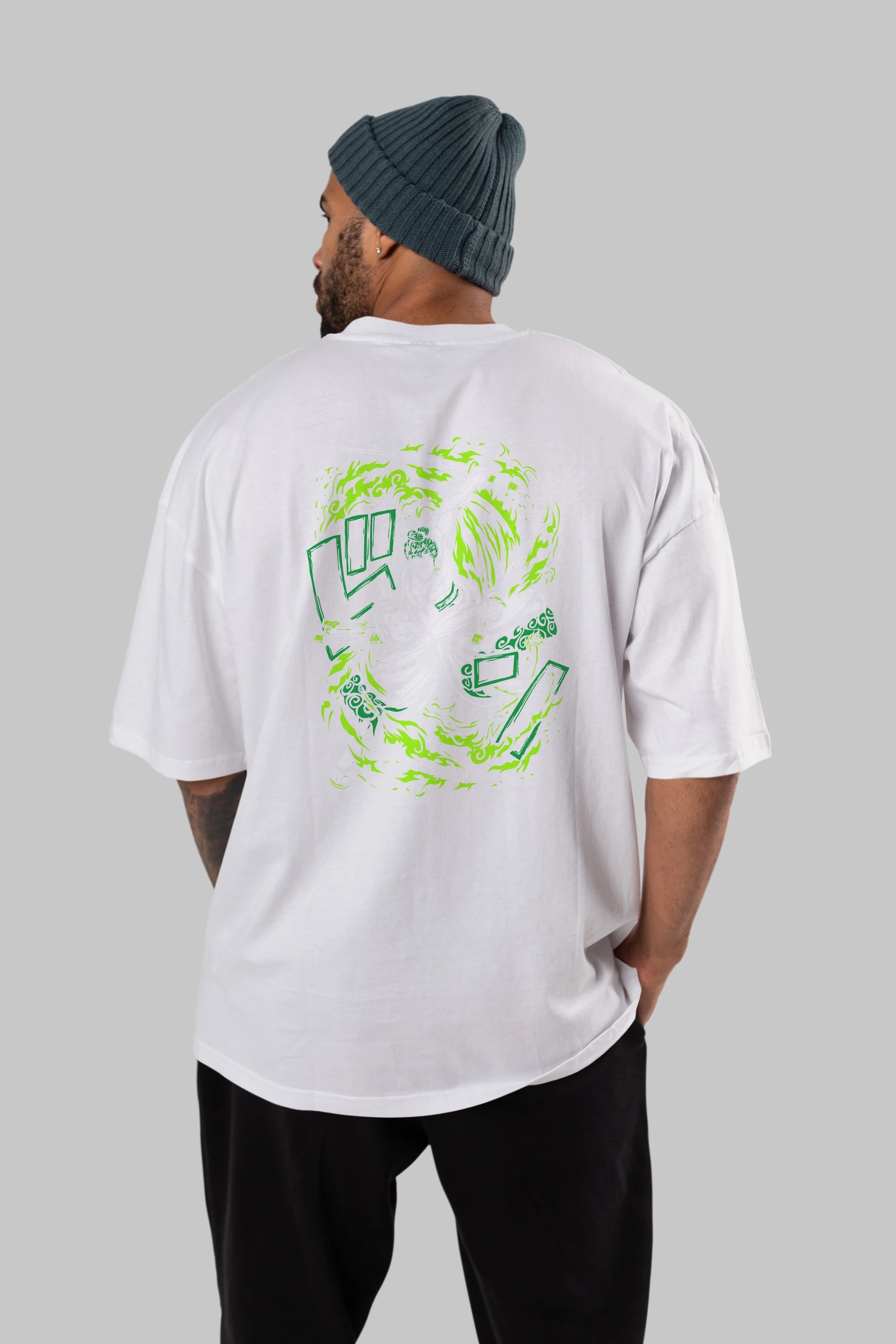 ZORO-ONE PIECE (2) Anime Arka Baskılı Oversize t-shirt Erkek Kadın Unisex