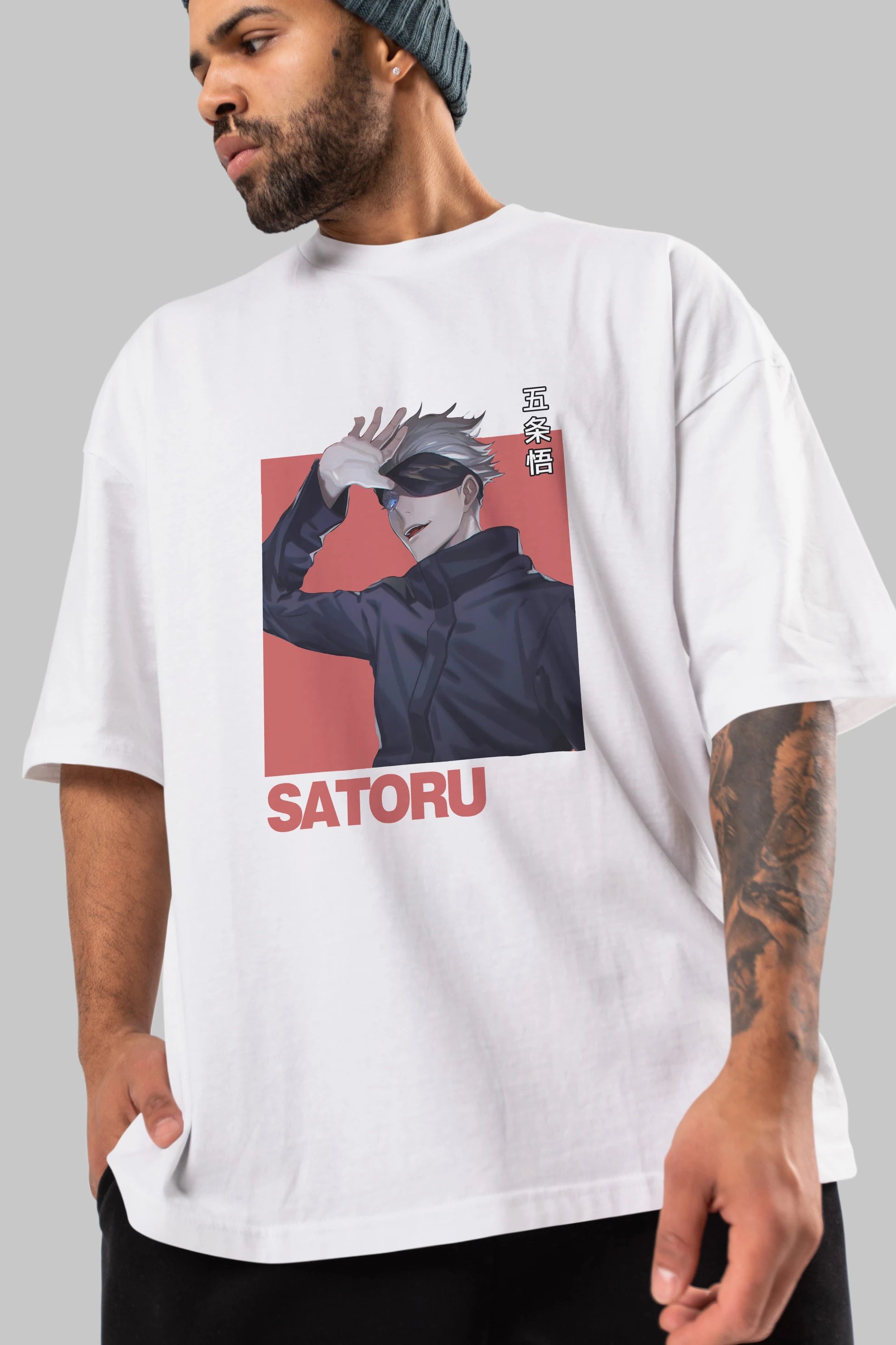 SATORU GOJO 2 Anime Ön Baskılı Oversize t-shirt %100 pamuk Erkek Kadın Unisex