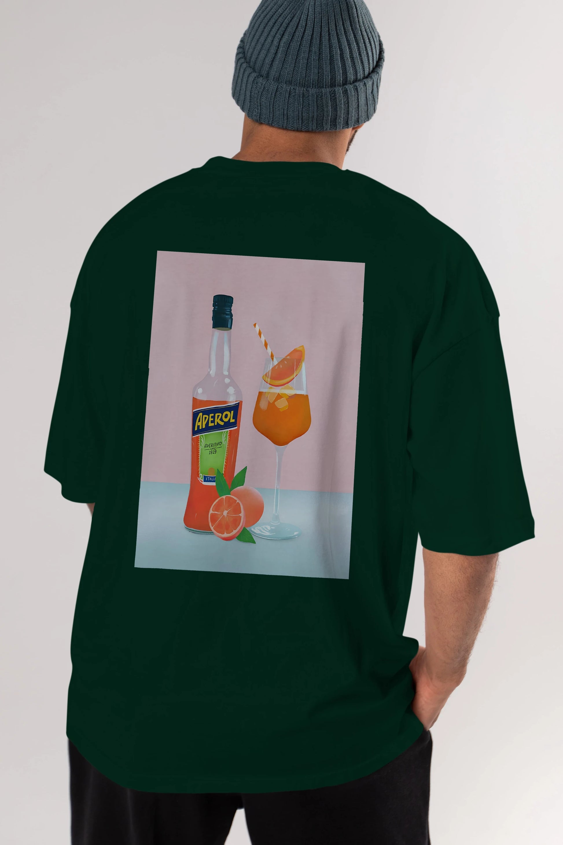 Aperol Spritz 3 Arka Baskılı Oversize t-shirt Erkek Kadın Unisex %100 Pamuk Bisiklet Yaka tişort