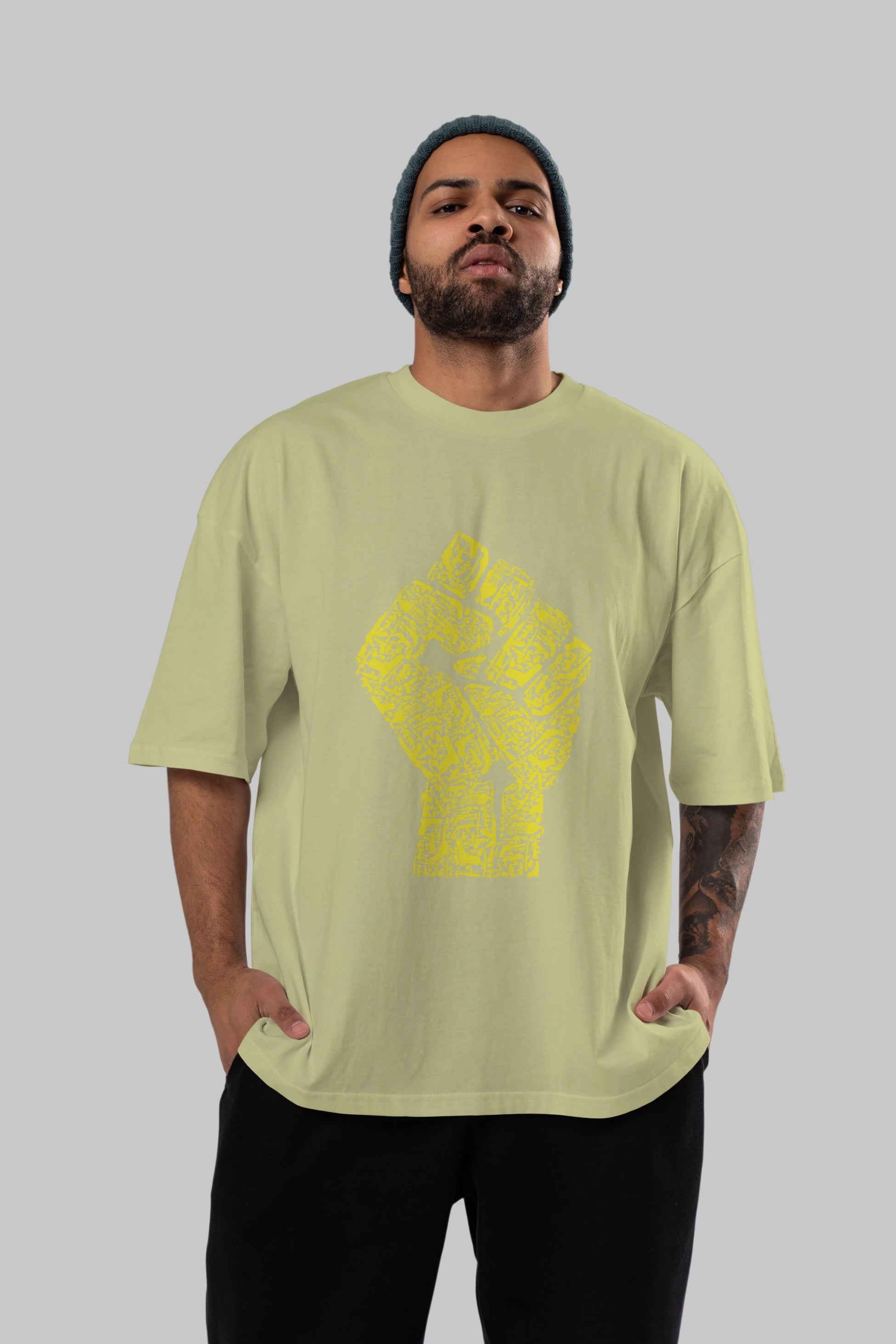 Hand Of Revolution Ön Baskılı Oversize t-shirt %100 pamuk Erkek Kadın Unisex