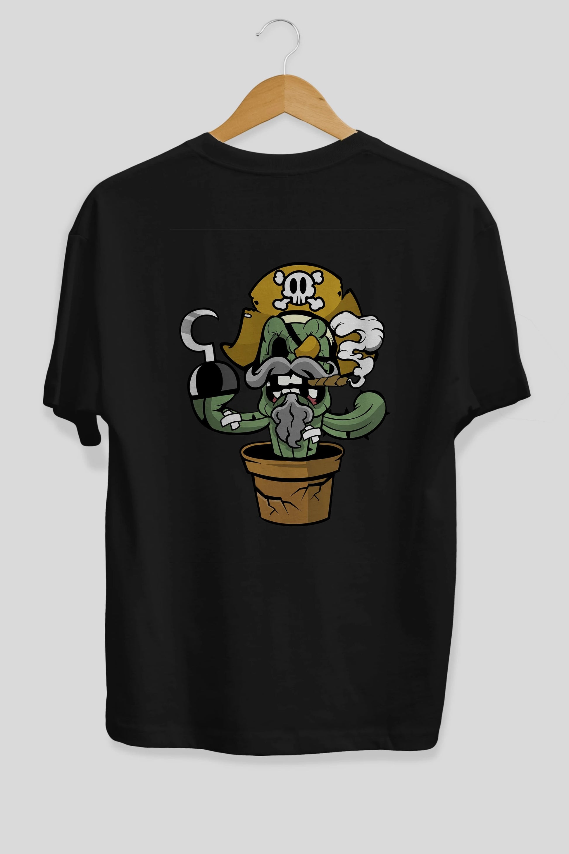Pirate Cactus Arka Baskılı Oversize t-shirt Erkek Kadın Unisex %100 Pamuk tişort