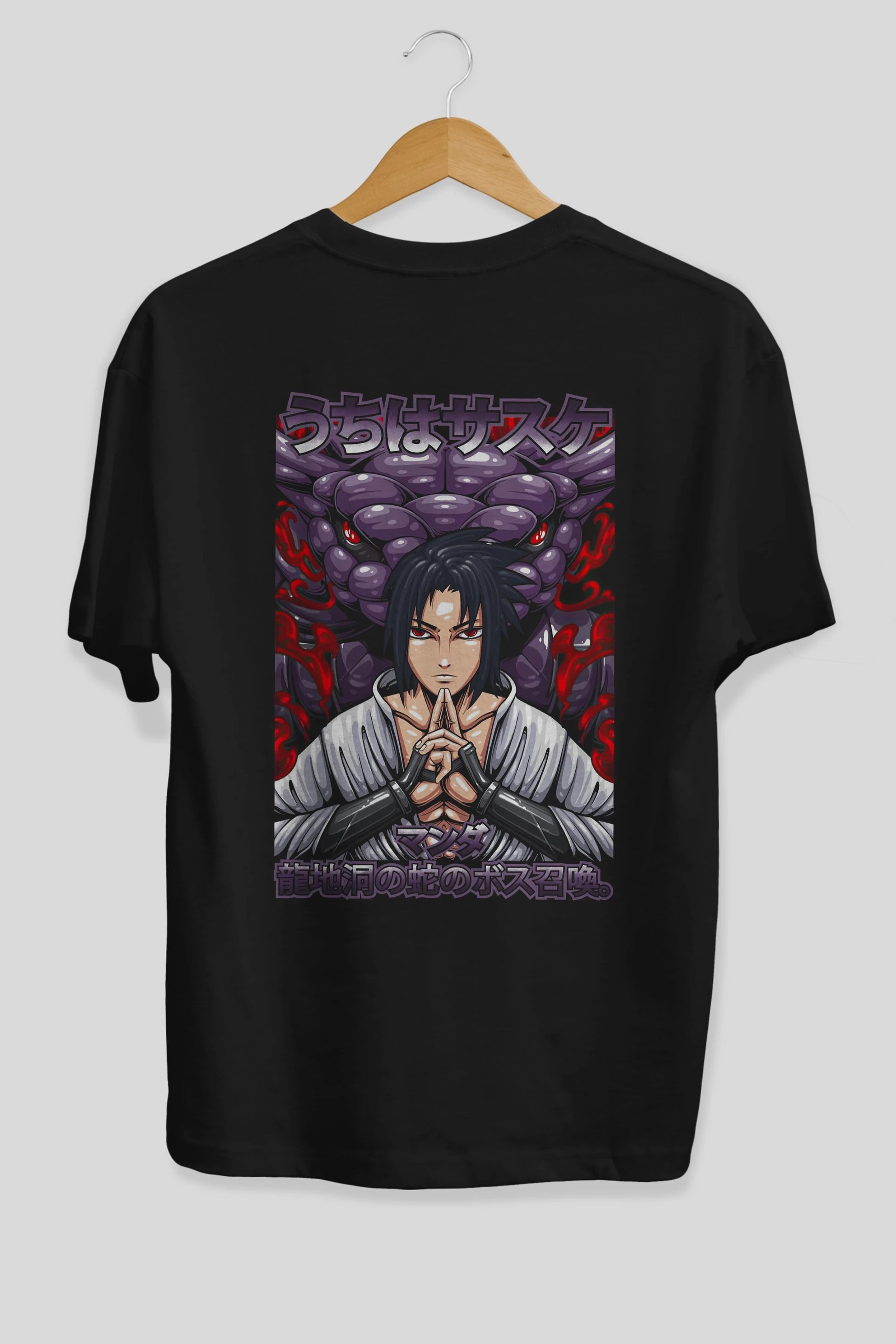 NARUTO SASUKE UCHIHA Anime Arka Baskılı Oversize t-shirt Erkek Kadın Unisex