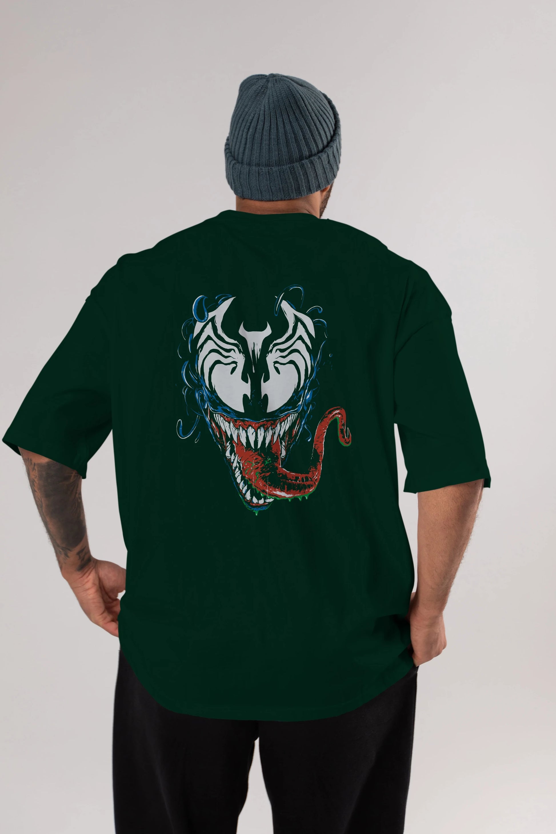Venom (2) Arka Baskılı Oversize t-shirt Erkek Kadın Unisex %100 Pamuk Bisiklet Yaka tişort