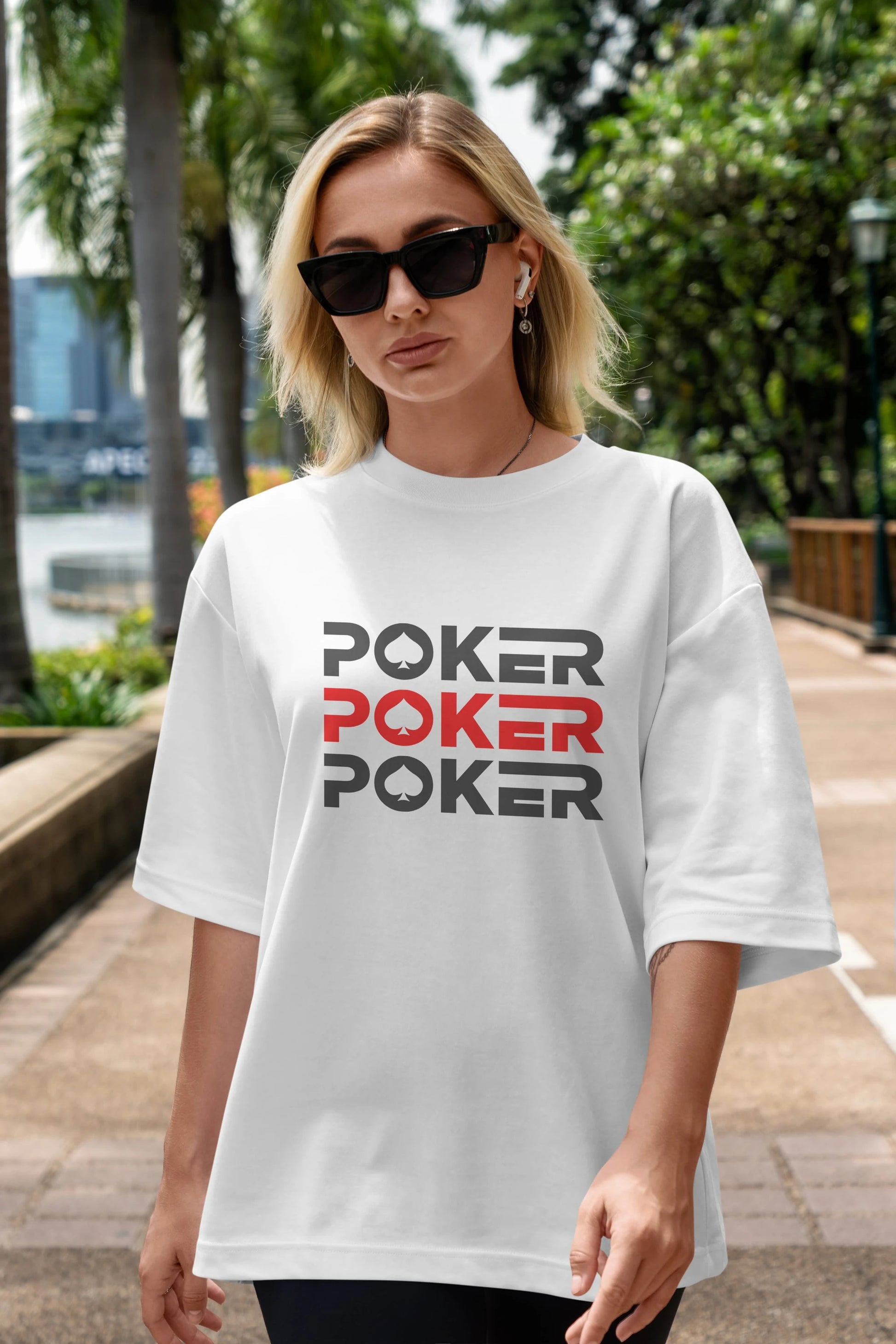 Poker Ön Baskılı Oversize t-shirt Erkek Kadın Unisex