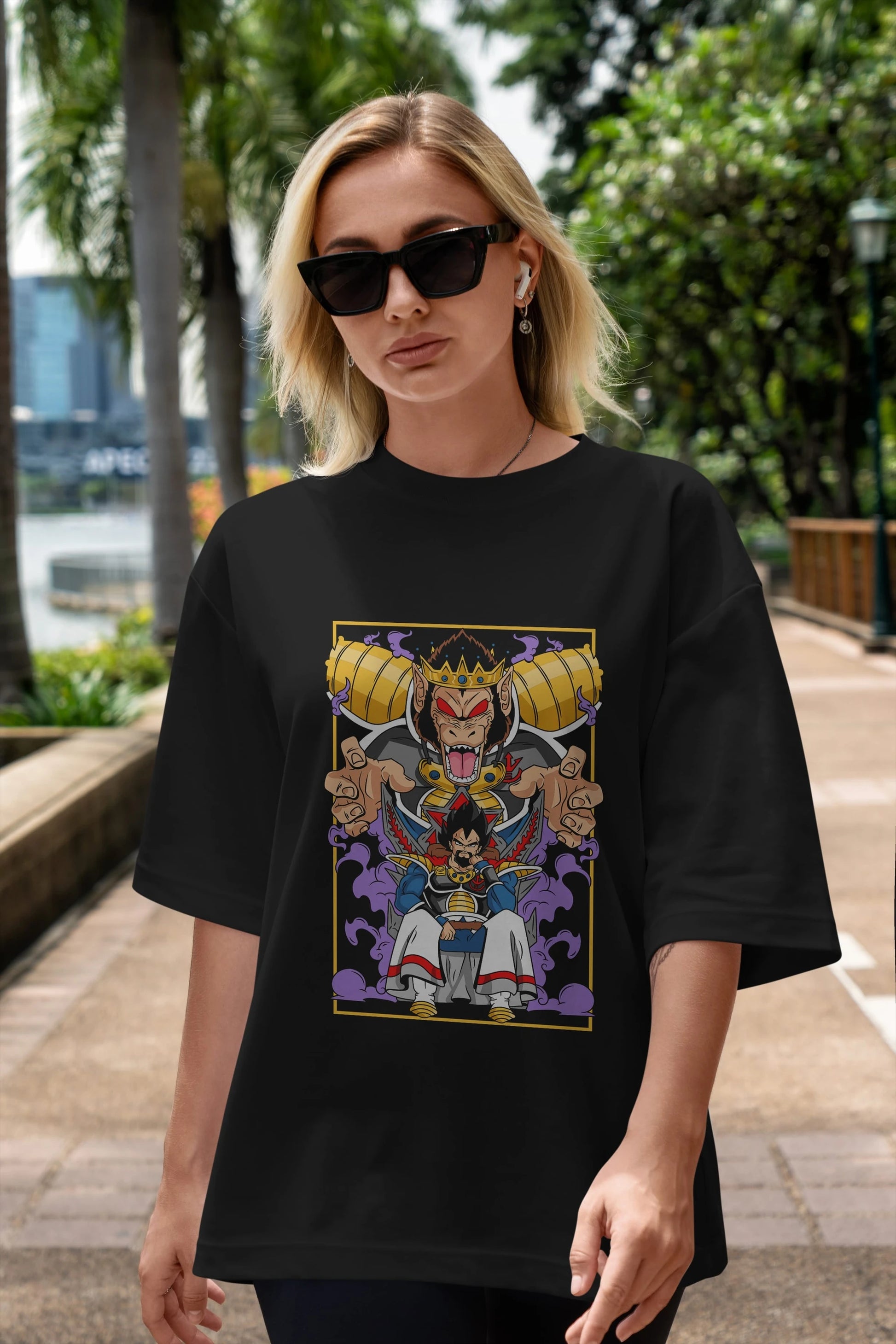DragonBall ReyVegeta Anime Ön Baskılı Oversize t-shirt %100 pamuk Erkek Kadın Unisex