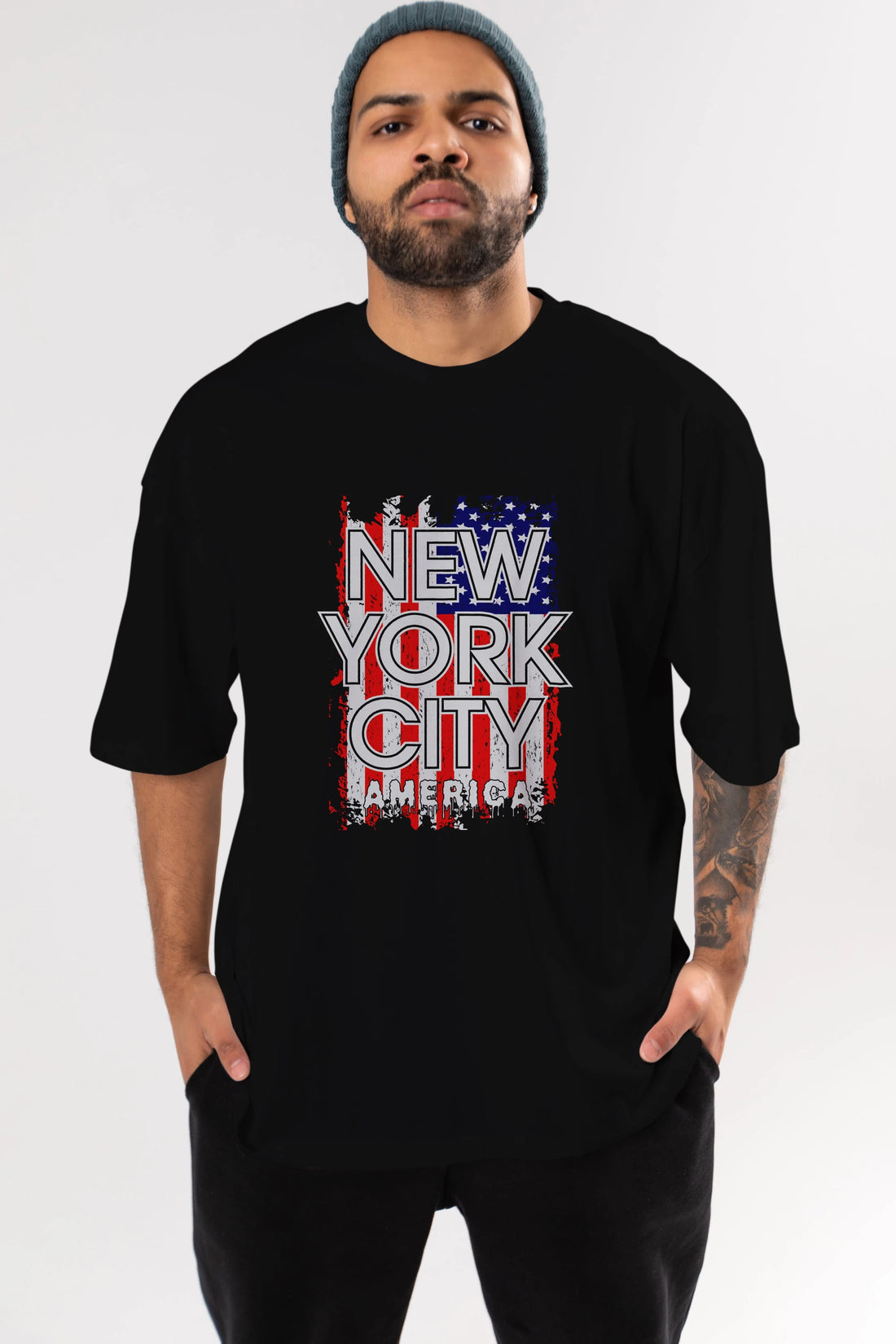 New York City 2 Ön Baskılı Oversize t-shirt Erkek Kadın Unisex