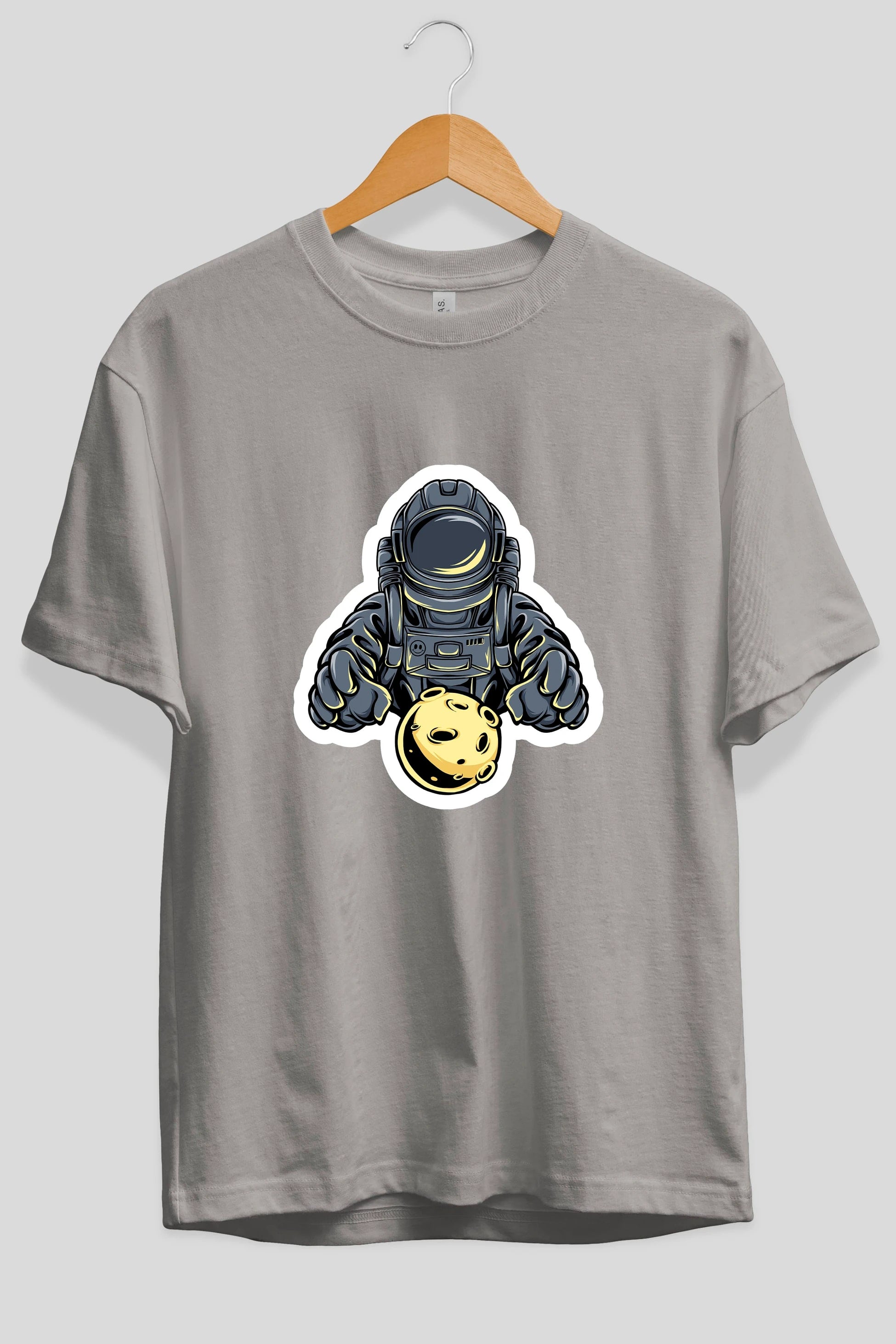 Astromoon sticker Ön Baskılı Oversize t-shirt Erkek Kadın Unisex
