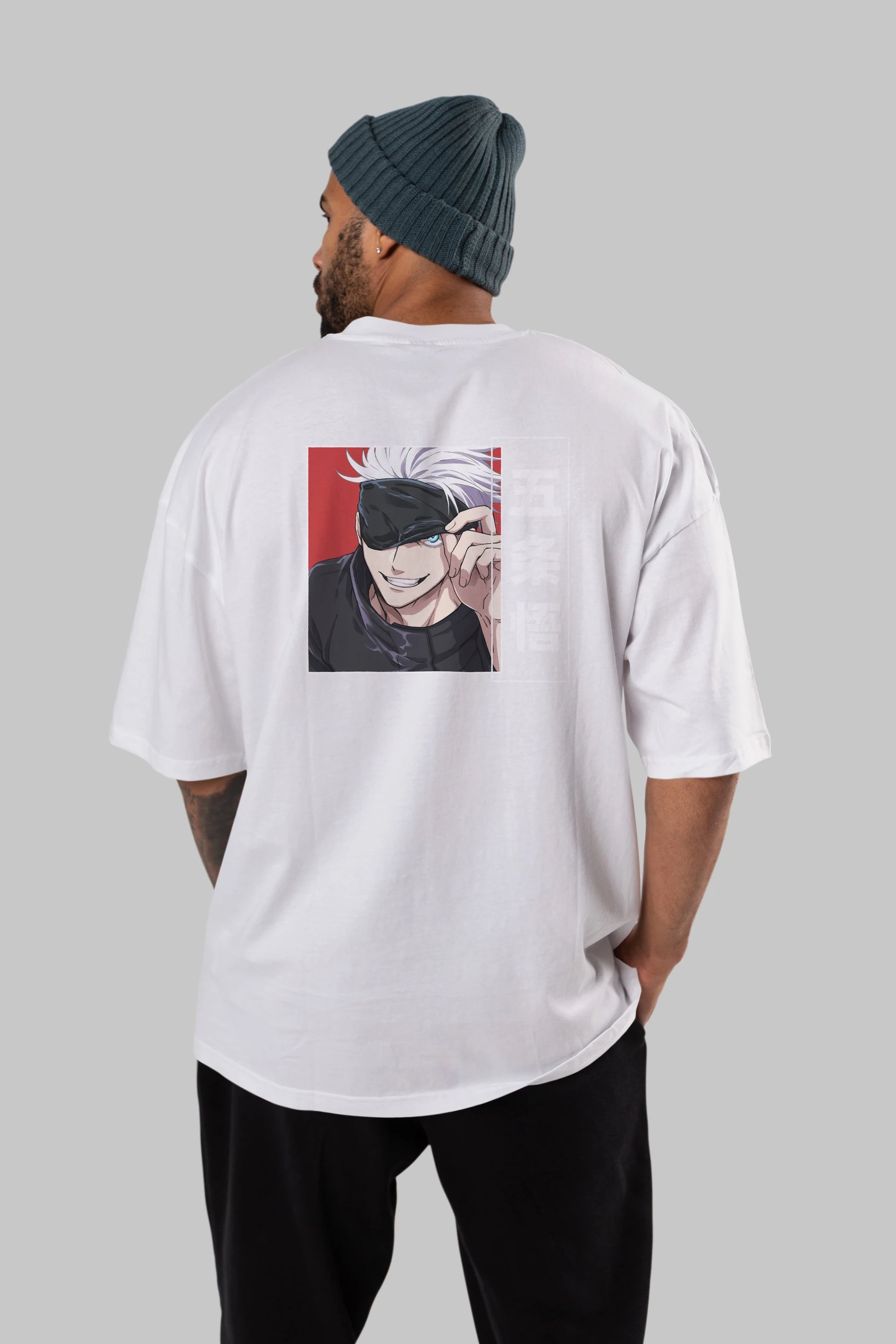 JUJUTSU KAISEN Anime Arka Baskılı Oversize t-shirt Erkek Kadın Unisex