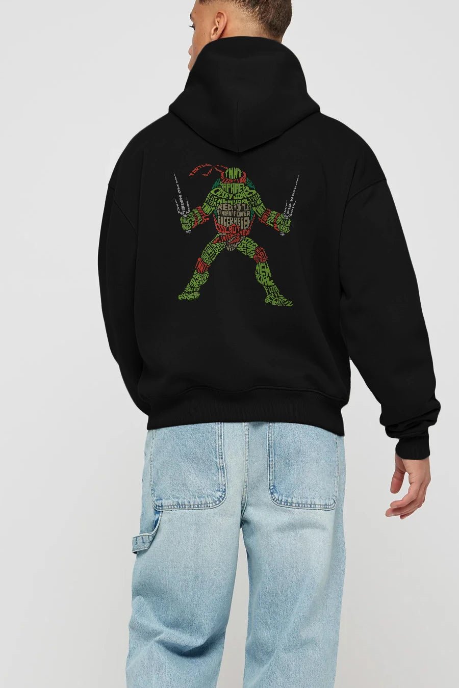 Ninja Turtle Arka Baskılı Hoodie Oversize Kapüşonlu Sweatshirt Erkek Kadın Unisex