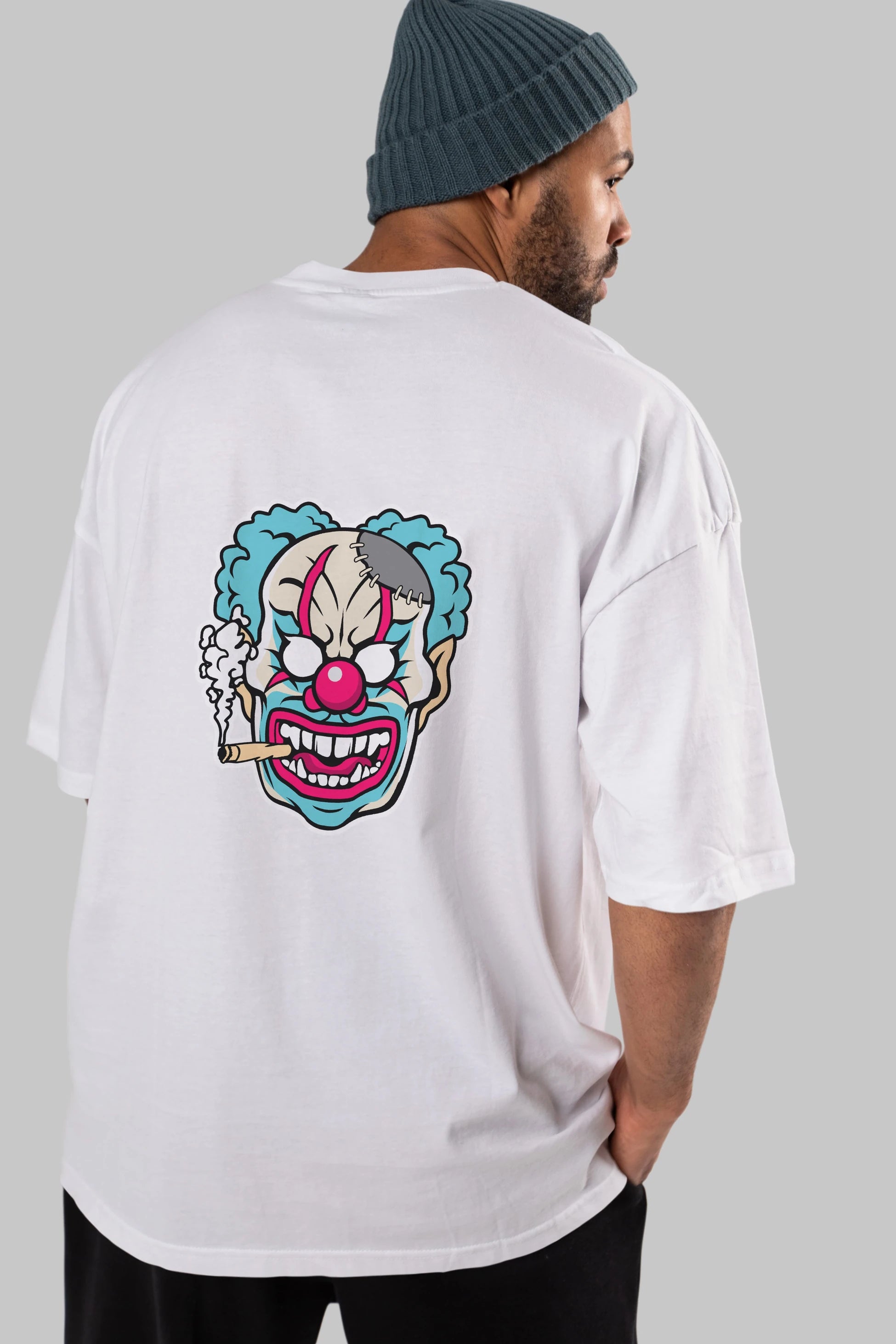 Clown Beast Arka Baskılı Oversize t-shirt Erkek Kadın Unisex %100 Pamuk tişort