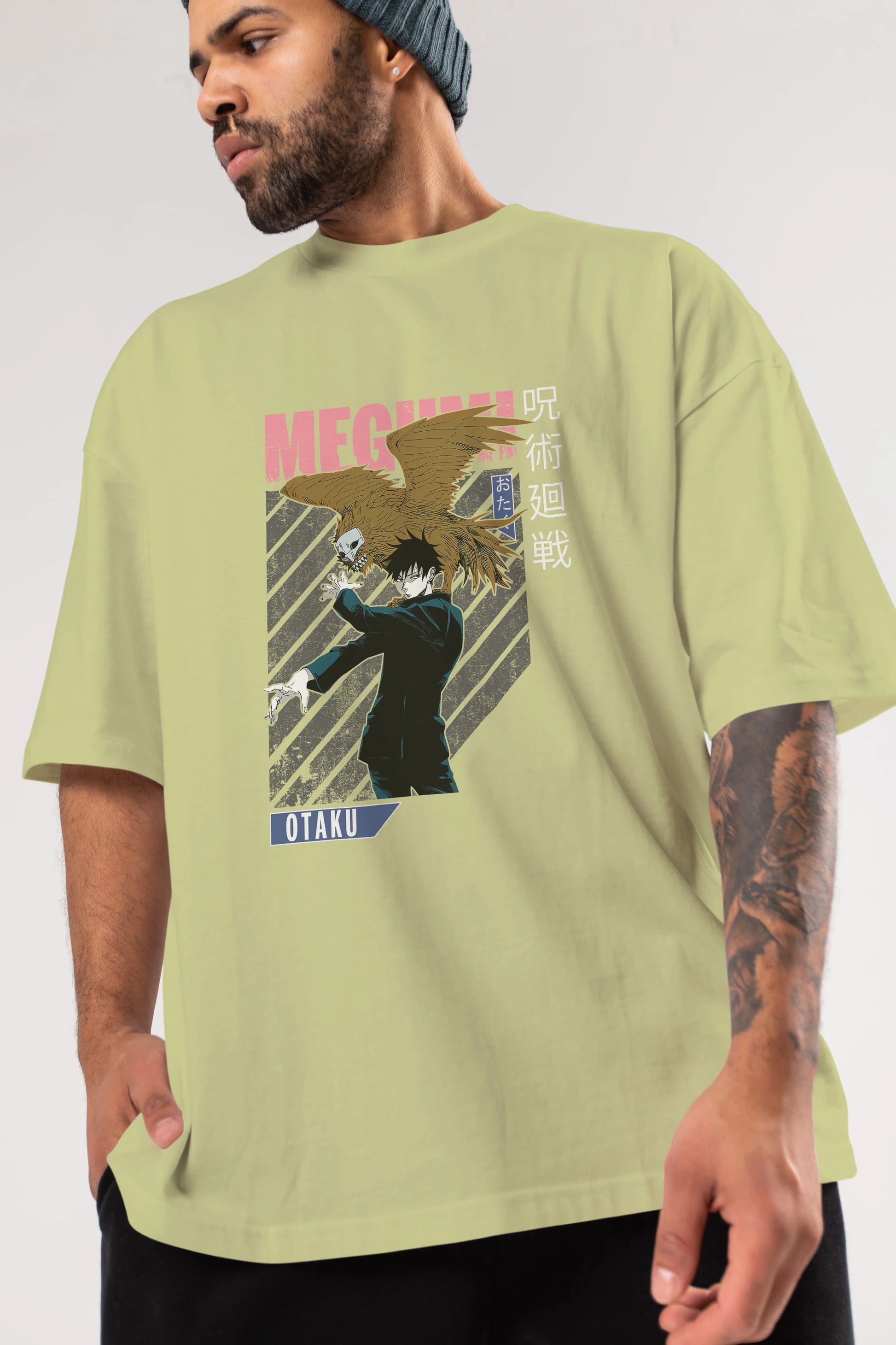 Megumi Fushiguro 2 Anime Ön Baskılı Oversize t-shirt %100 pamuk Erkek Kadın Unisex