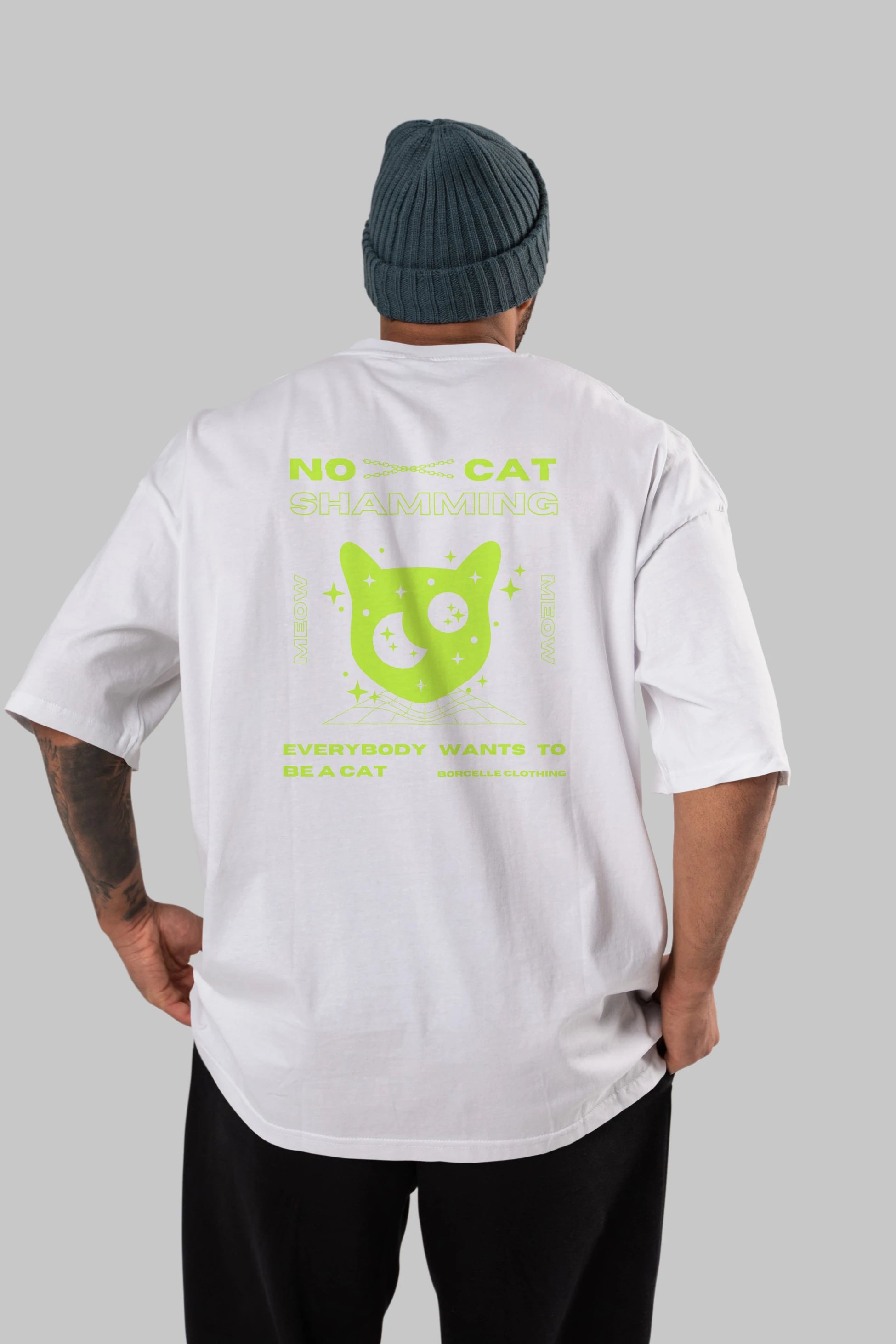 No Cat Shamming Yazılı Arka Baskılı Oversize t-shirt Erkek Kadın Unisex