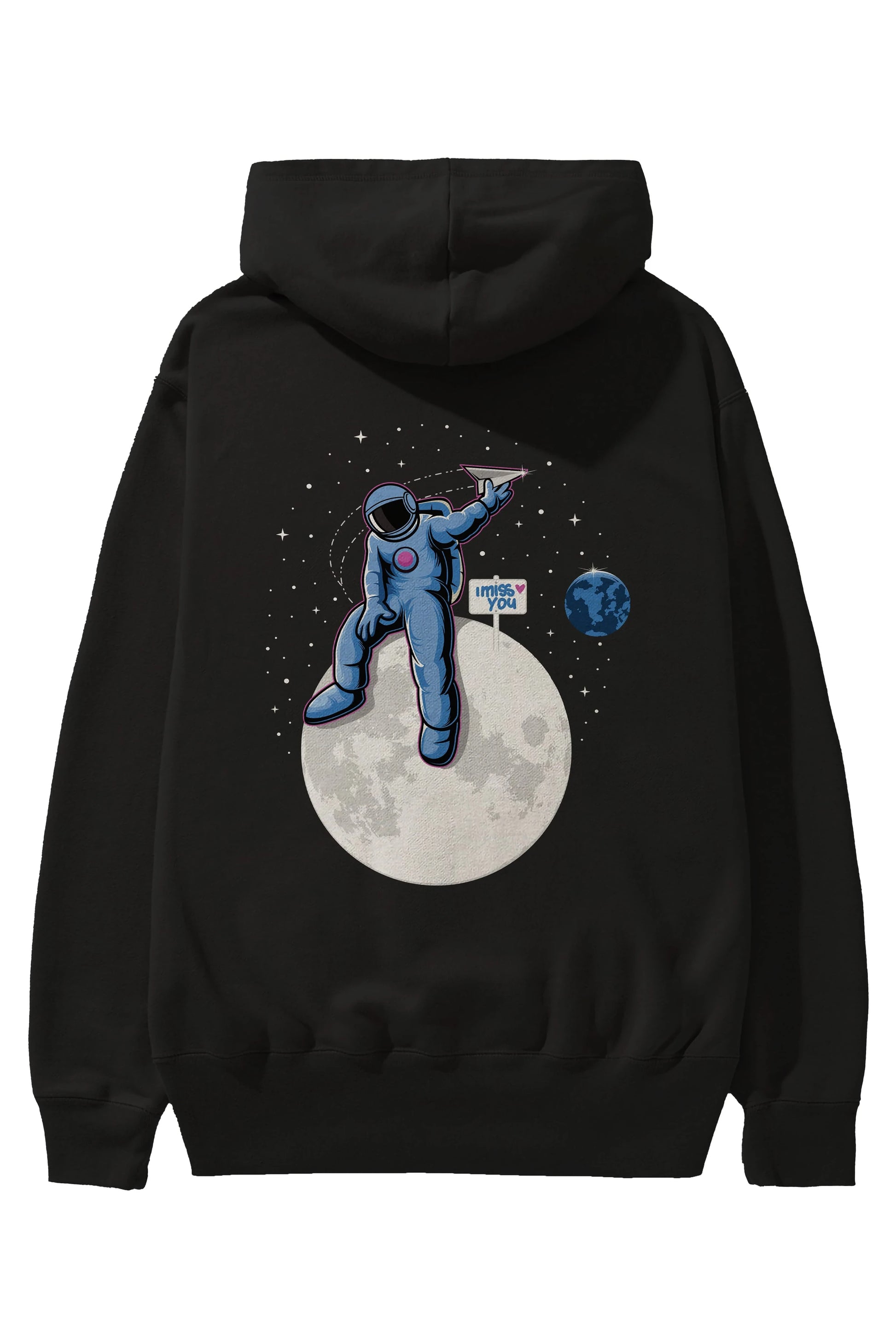 Astro Missing Earth Arka Baskılı Hoodie Oversize Kapüşonlu Sweatshirt Erkek Kadın Unisex