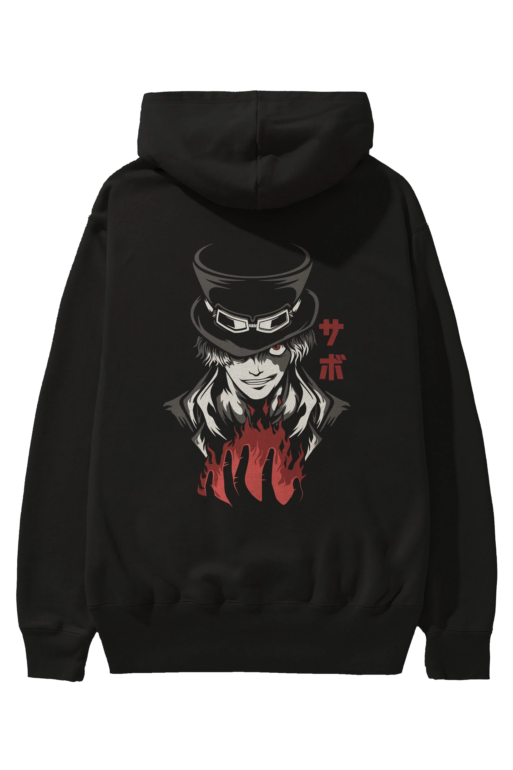 SaboOnePiece Anime Arka Baskılı Hoodie Oversize Kapüşonlu Sweatshirt Erkek Kadın Unisex