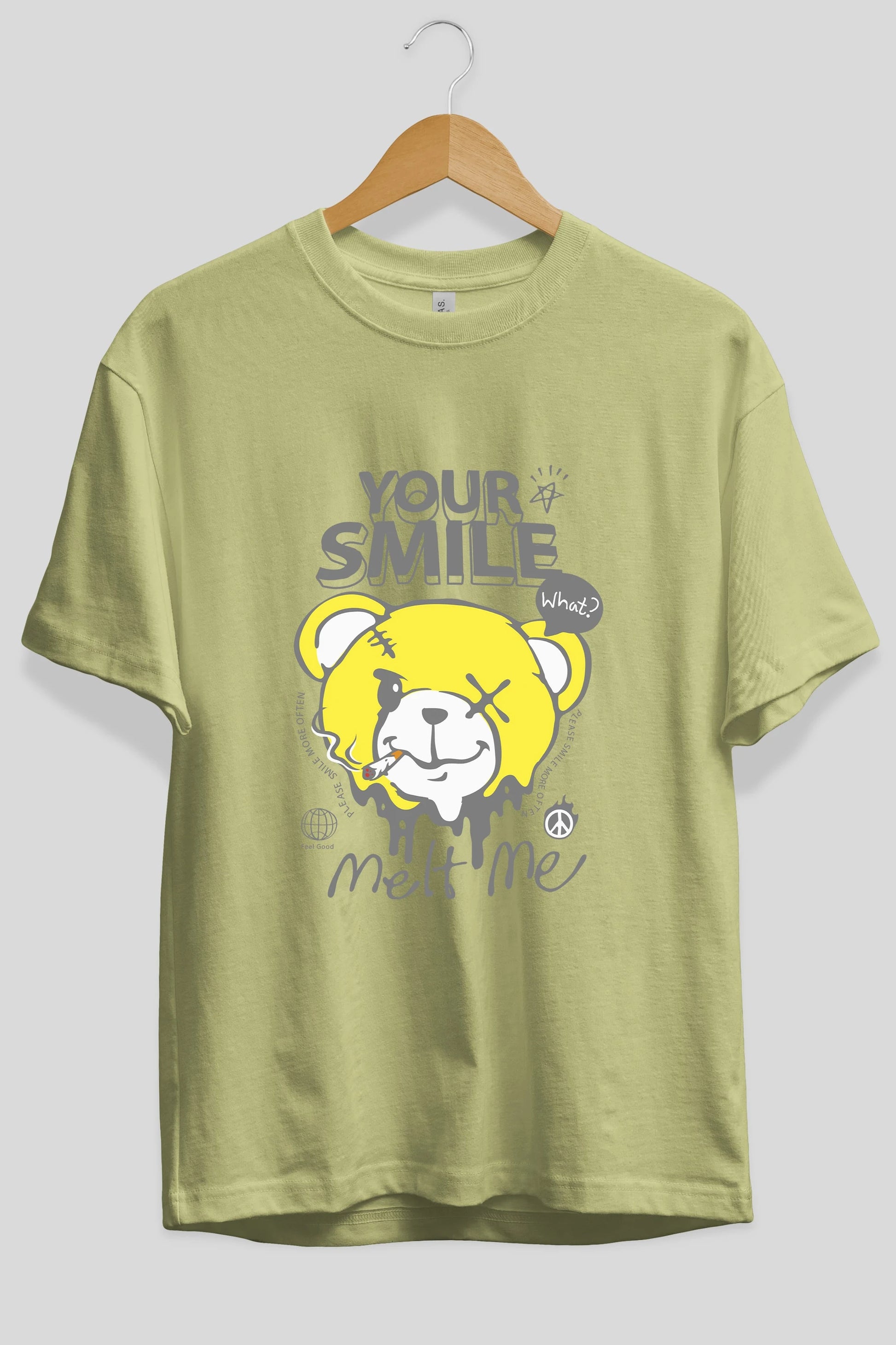 Your Smile Bear Ön Baskılı Oversize t-shirt Erkek Kadın Unisex