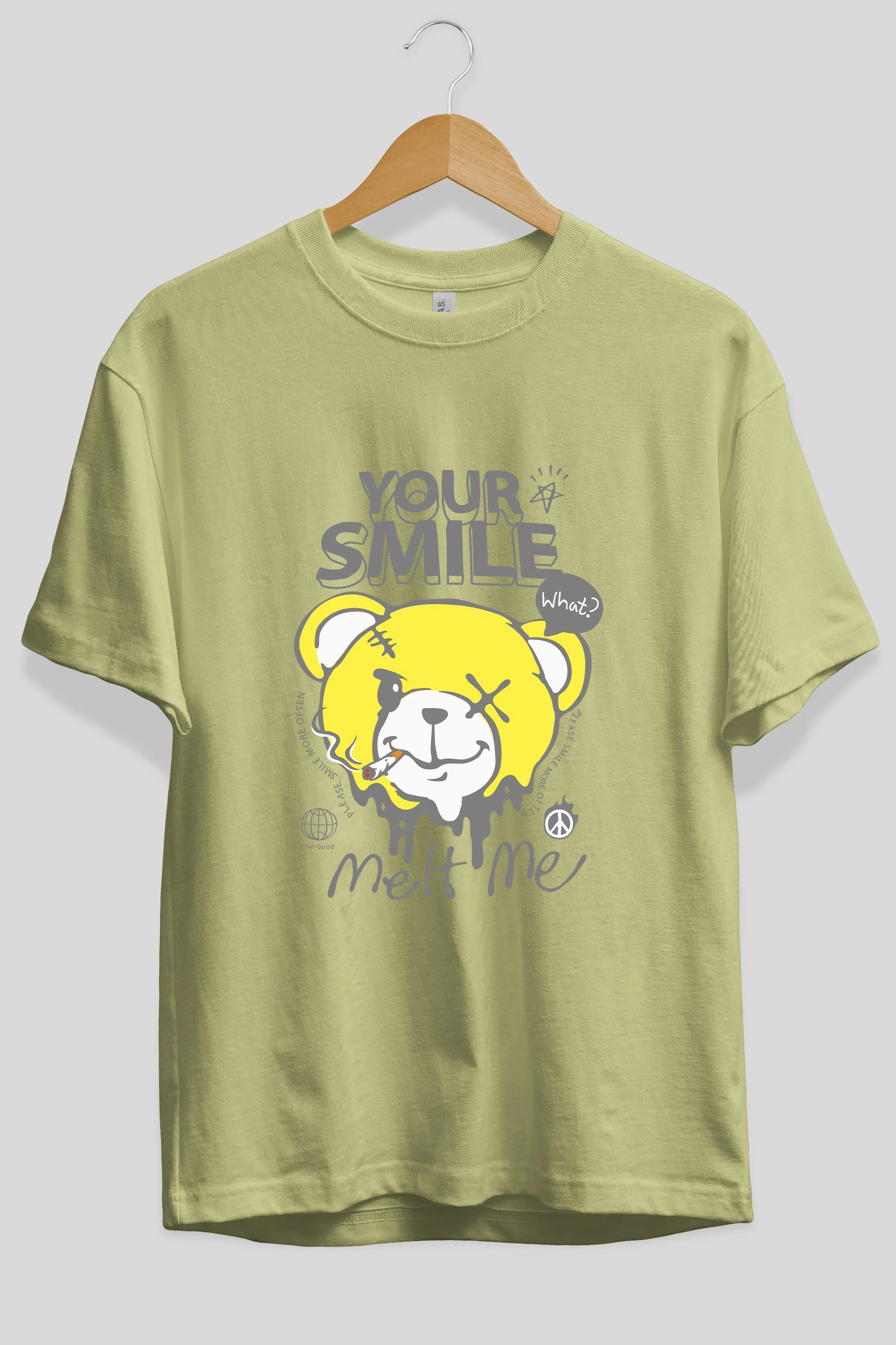 Your Smile Bear Ön Baskılı Oversize t-shirt Erkek Kadın Unisex