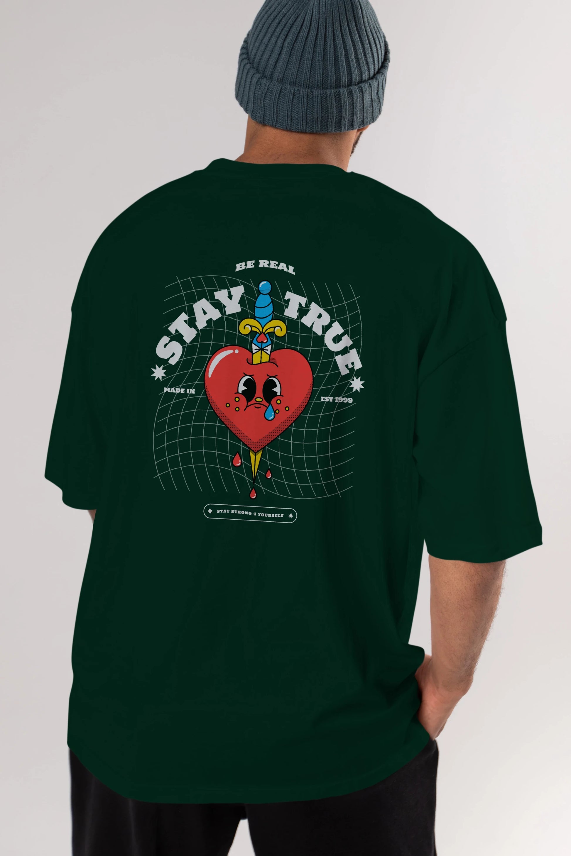 Stay True Arka Baskılı Oversize t-shirt Erkek Kadın Unisex
