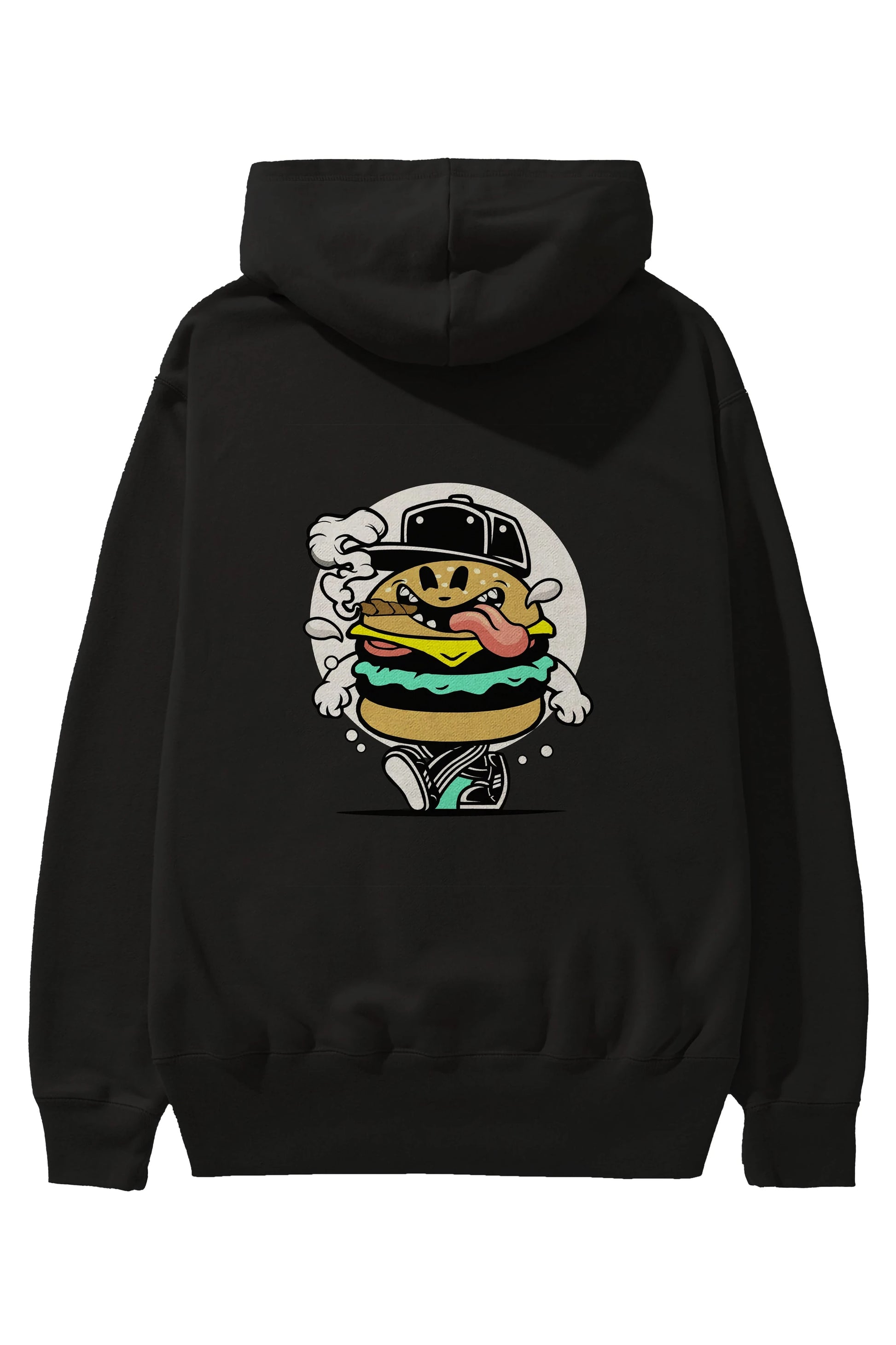 Burger Guy Arka Baskılı Hoodie Oversize Kapüşonlu Sweatshirt Erkek Kadın Unisex