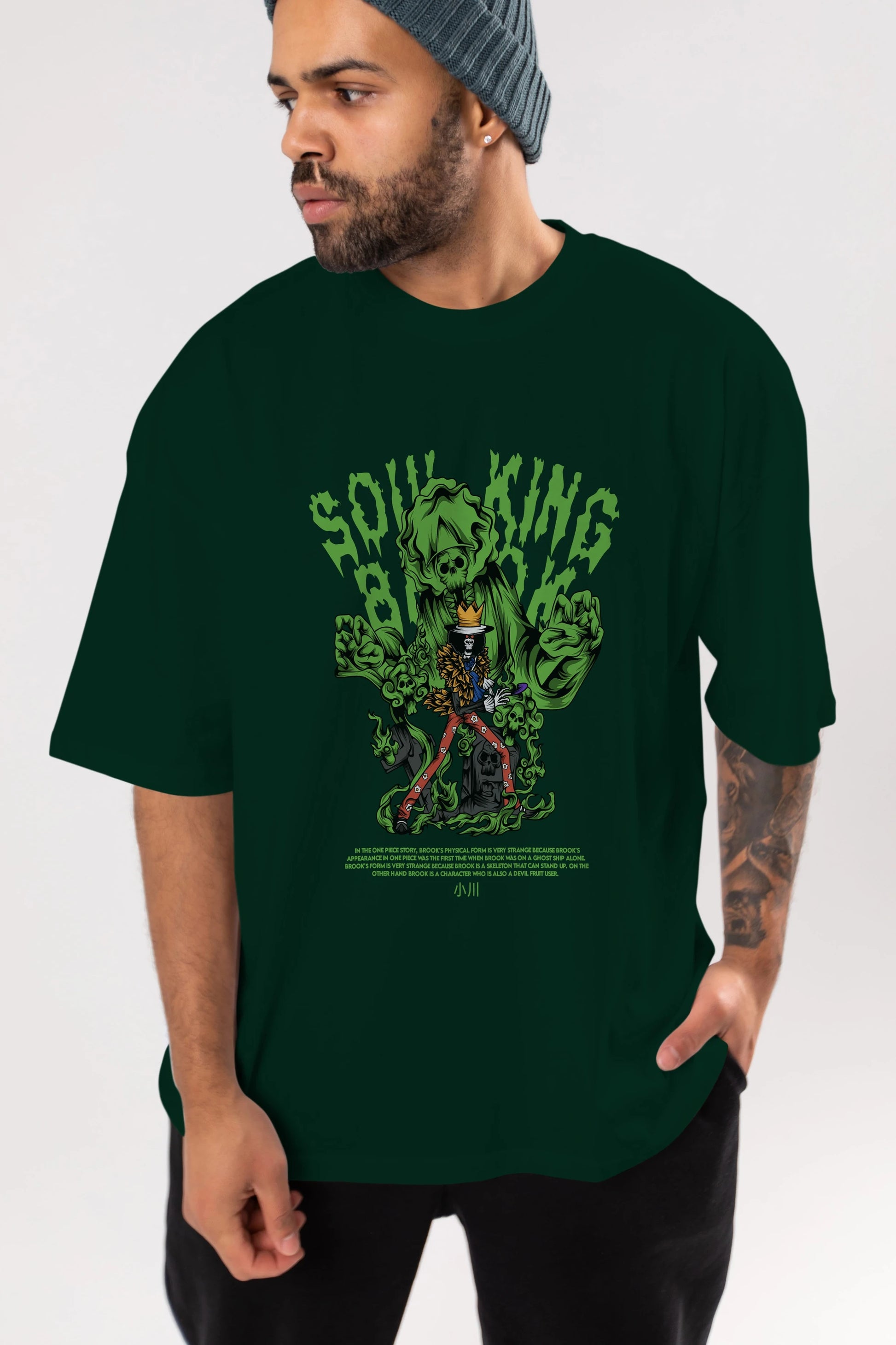 Soul King Brook Anime Ön Baskılı Oversize t-shirt %100 pamuk Erkek Kadın Unisex