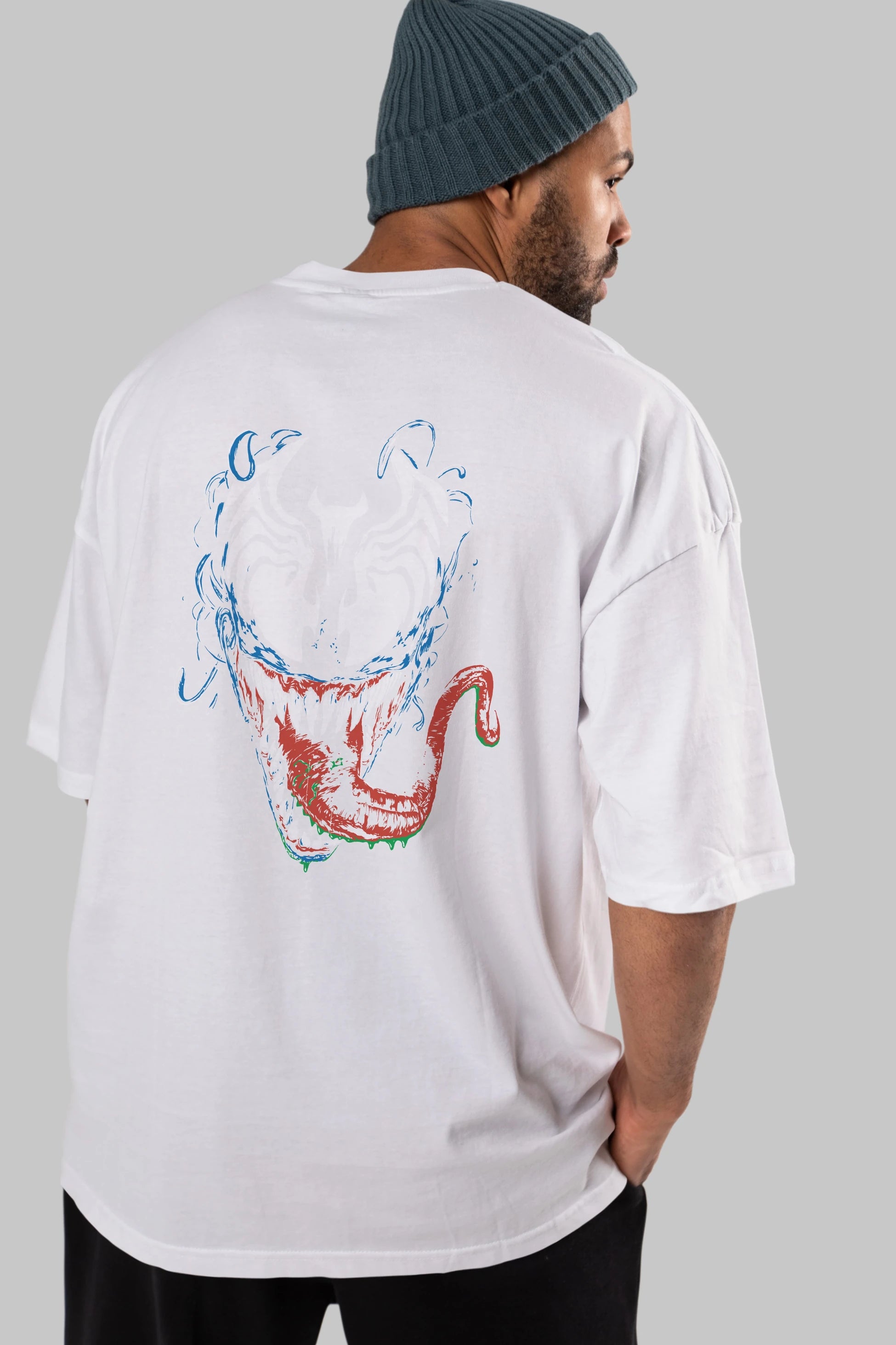 Venom (2) Arka Baskılı Oversize t-shirt Erkek Kadın Unisex %100 Pamuk Bisiklet Yaka tişort