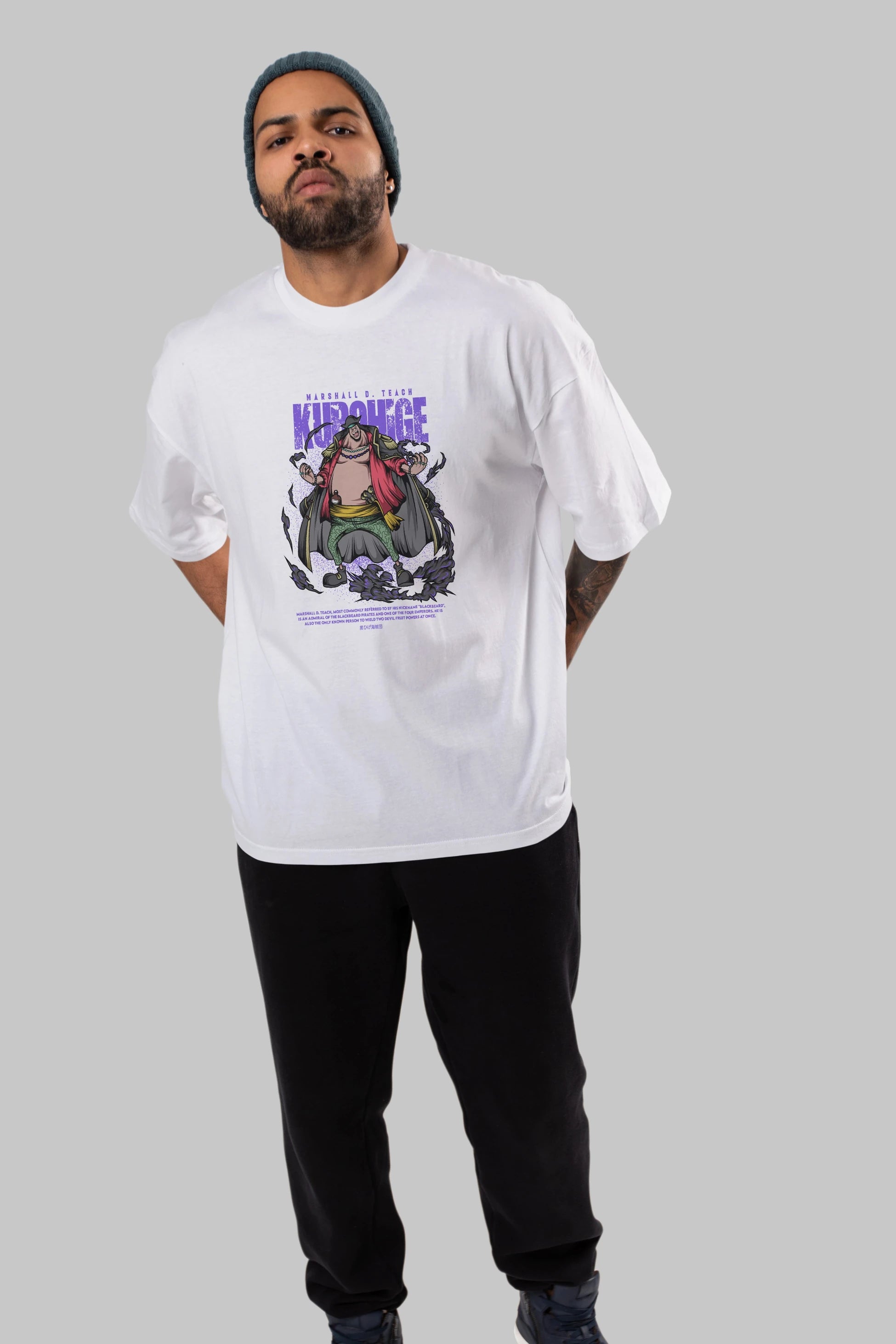 Marshall D. Teach Anime Ön Baskılı Oversize t-shirt %100 pamuk Erkek Kadın Unisex