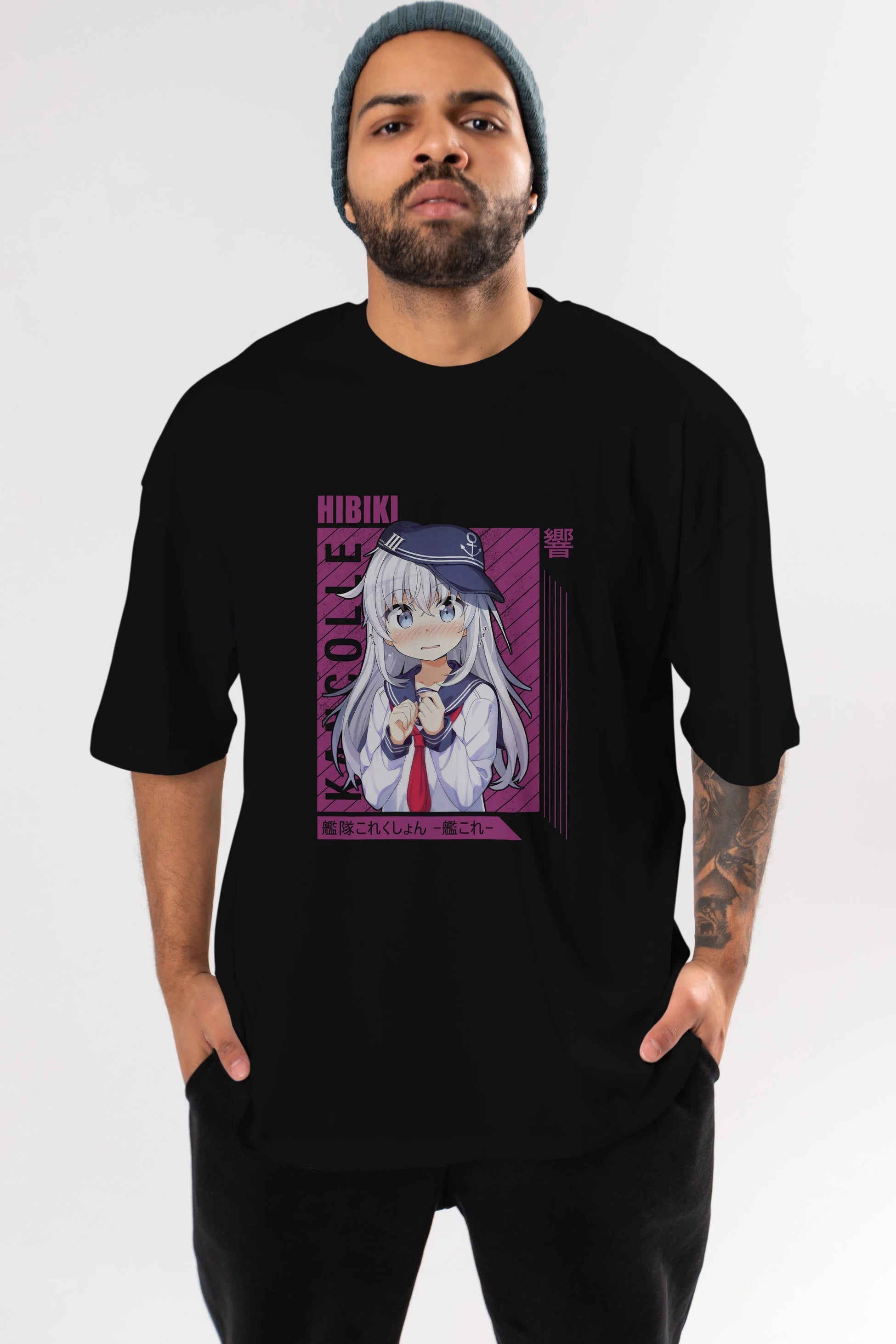 Hibiki 4 Anime Ön Baskılı Oversize t-shirt %100 pamuk Erkek Kadın Unisex