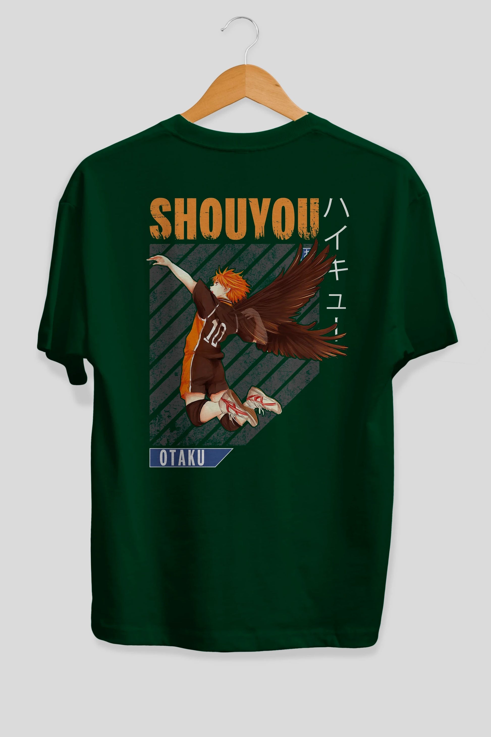 Shouyou Hinata 10 Anime Arka Baskılı Oversize t-shirt Erkek Kadın Unisex