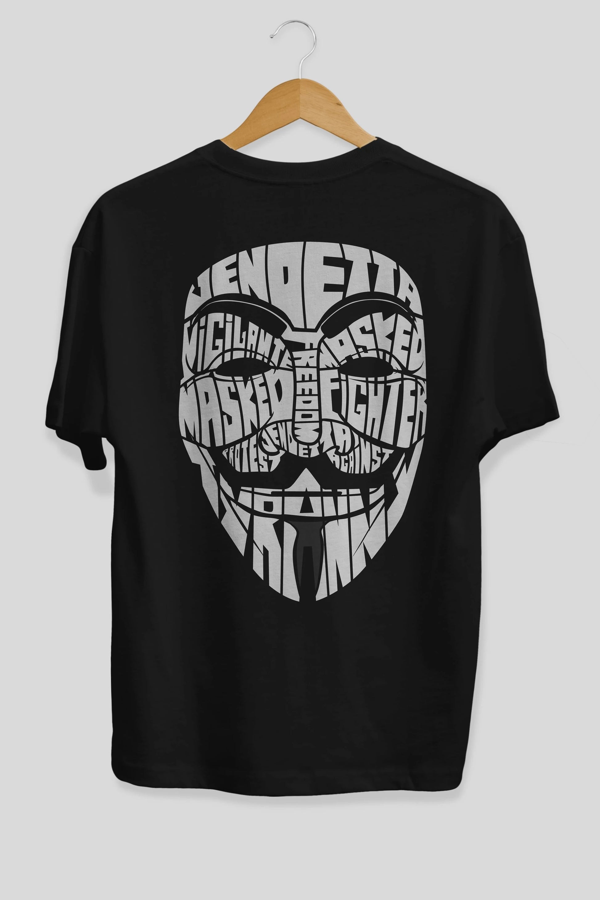 Vendetta Arka Baskılı Oversize t-shirt %100 pamuk Erkek Kadın Unisex