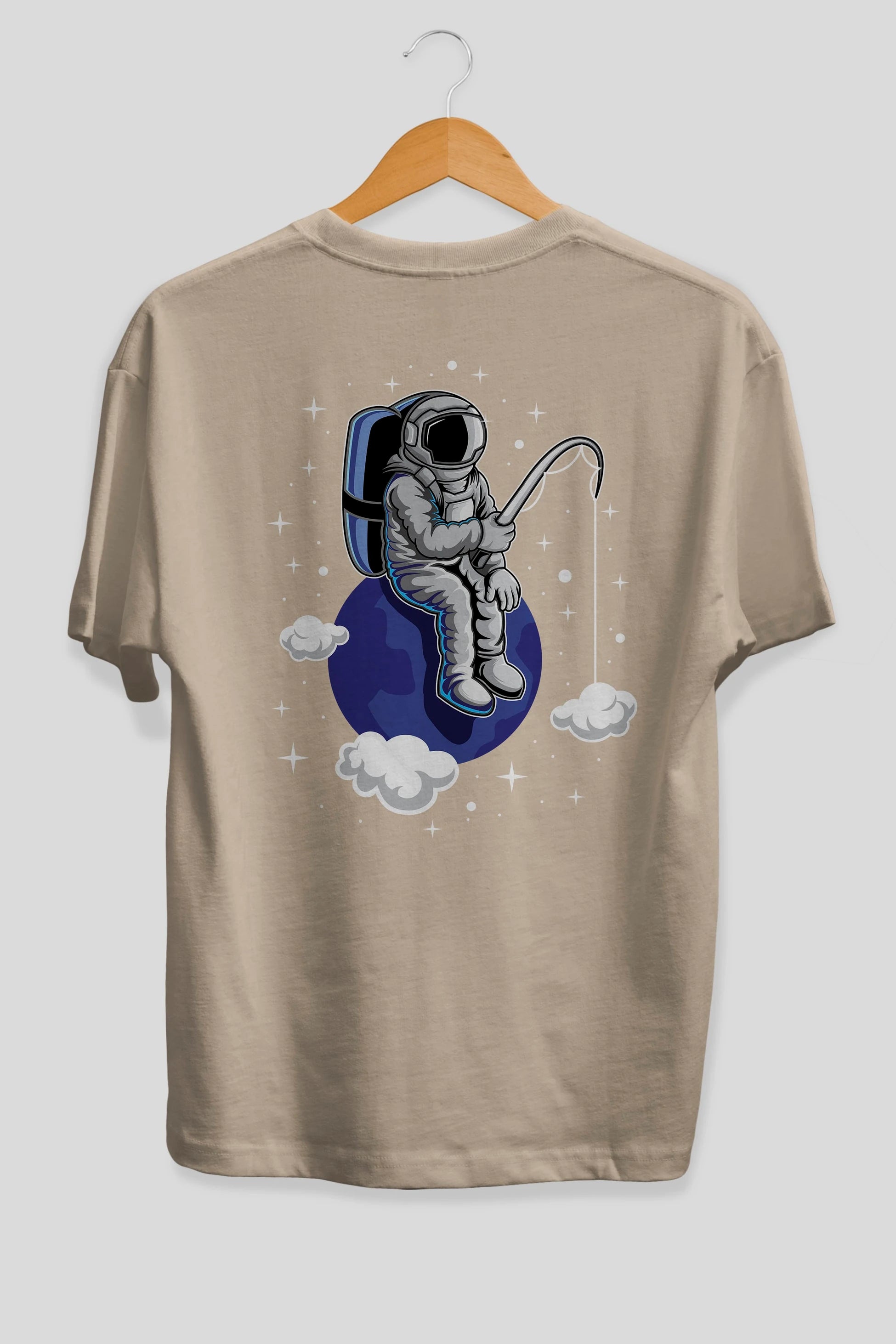Astronaut Fishing (2) Arka Baskılı Oversize t-shirt Erkek Kadın Unisex