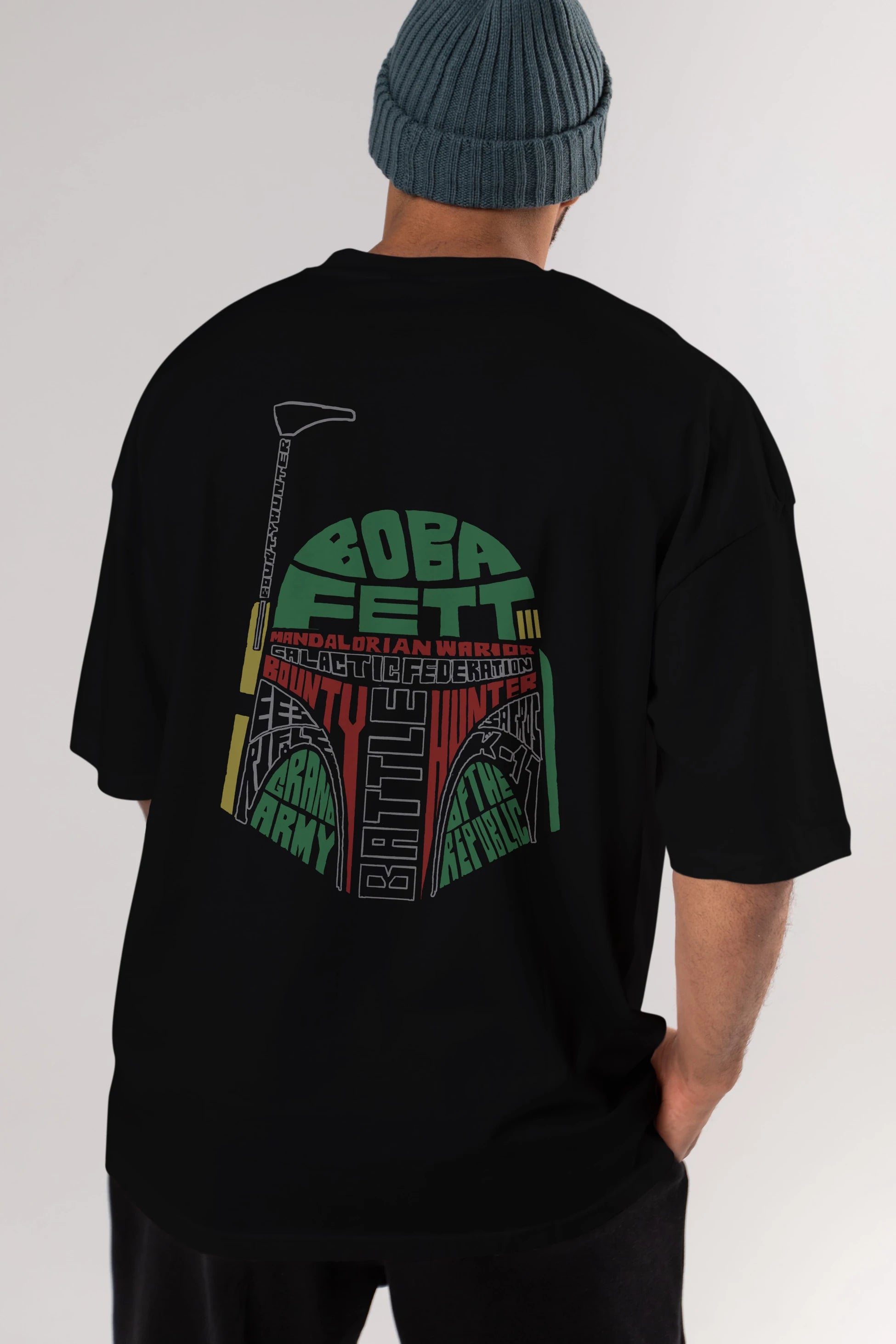 Boba Fett (2) Arka Baskılı Oversize t-shirt %100 pamuk Erkek Kadın Unisex
