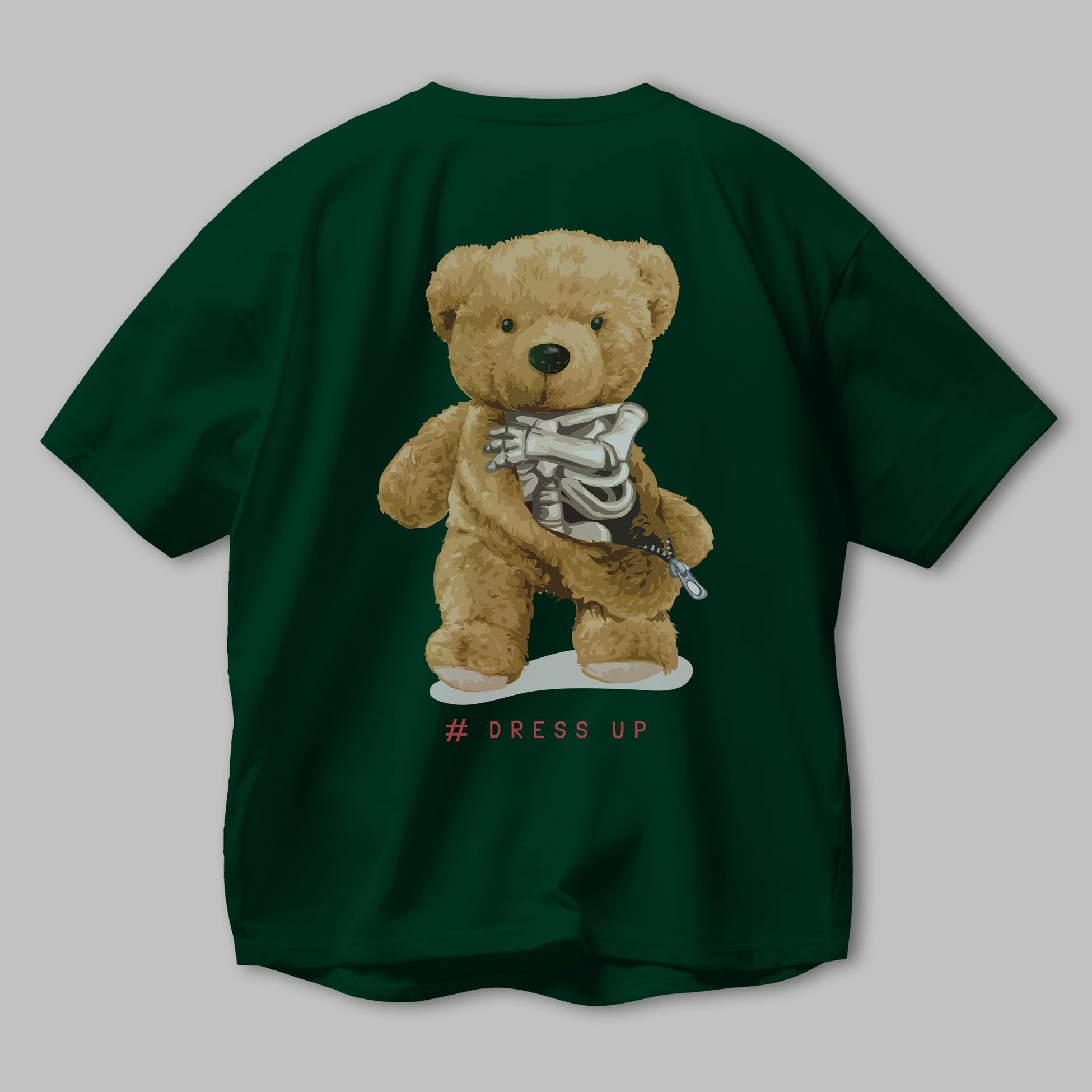 Teddy Bear Dress Up Arka Baskılı Oversize t-shirt Erkek Kadın Unisex %100 Pamuk