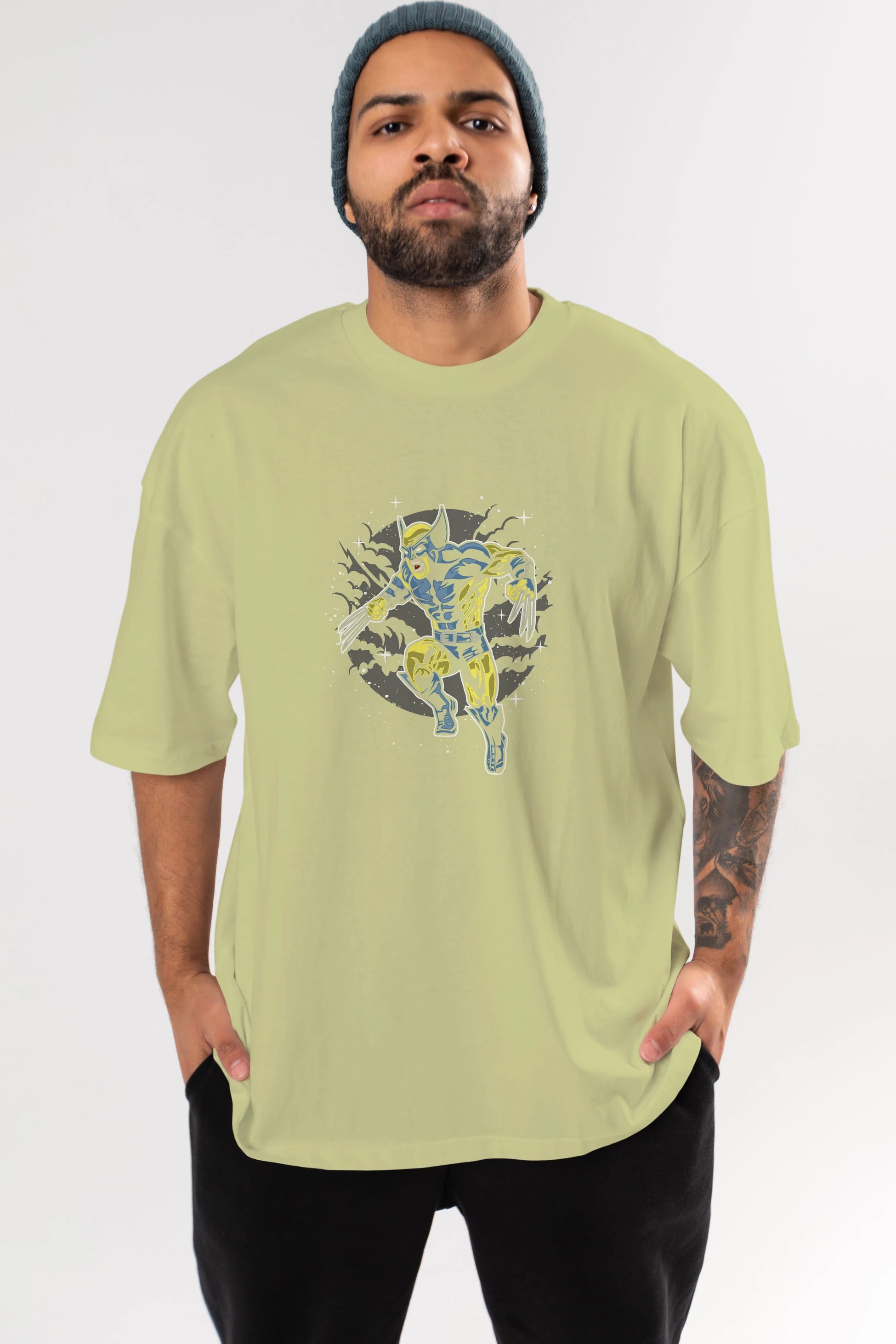 Wolverine Ön Baskılı Oversize t-shirt Erkek Kadın Unisex %100 Pamuk tişort
