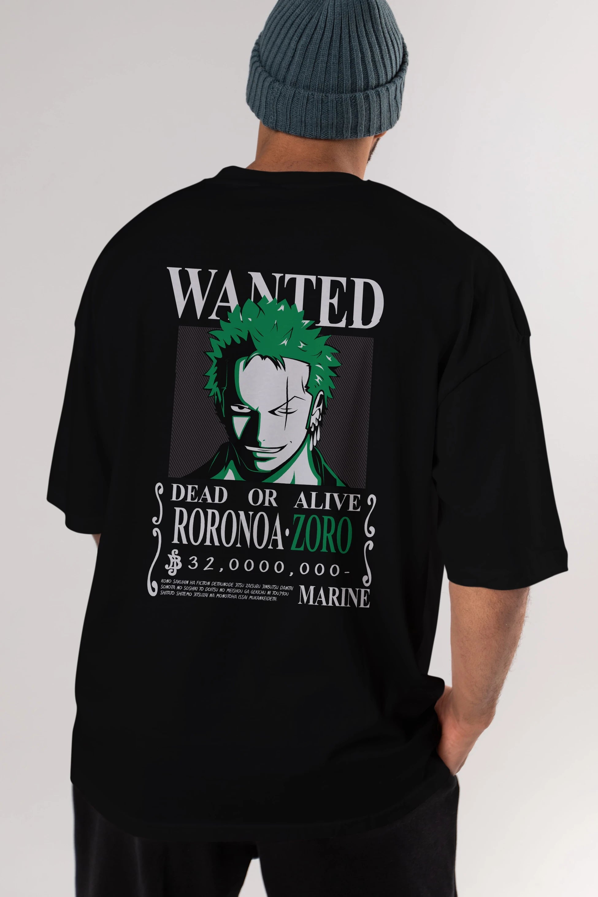 Roronoa Zoro Anime Arka Baskılı Oversize t-shirt Erkek Kadın Unisex %100 pamuk tişort