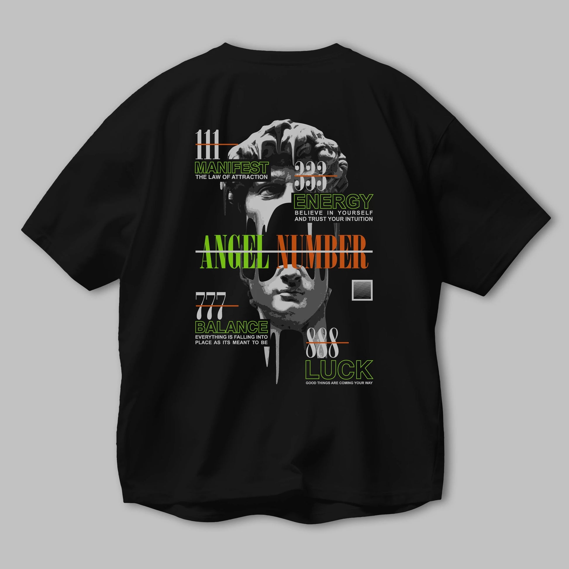 Angel Number Arka Baskılı Oversize t-shirt Erkek Kadın Unisex