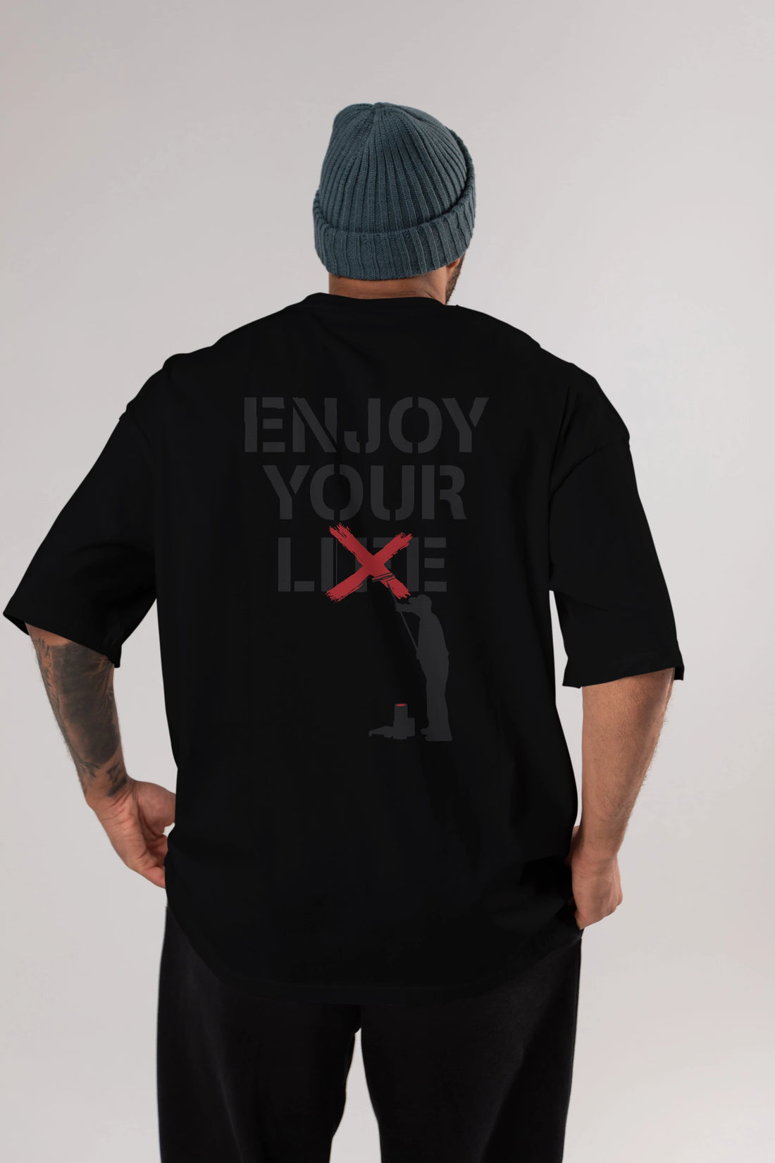 Enjoy Your Lie Arka Baskılı Oversize t-shirt %100 pamuk Erkek Kadın Unisex