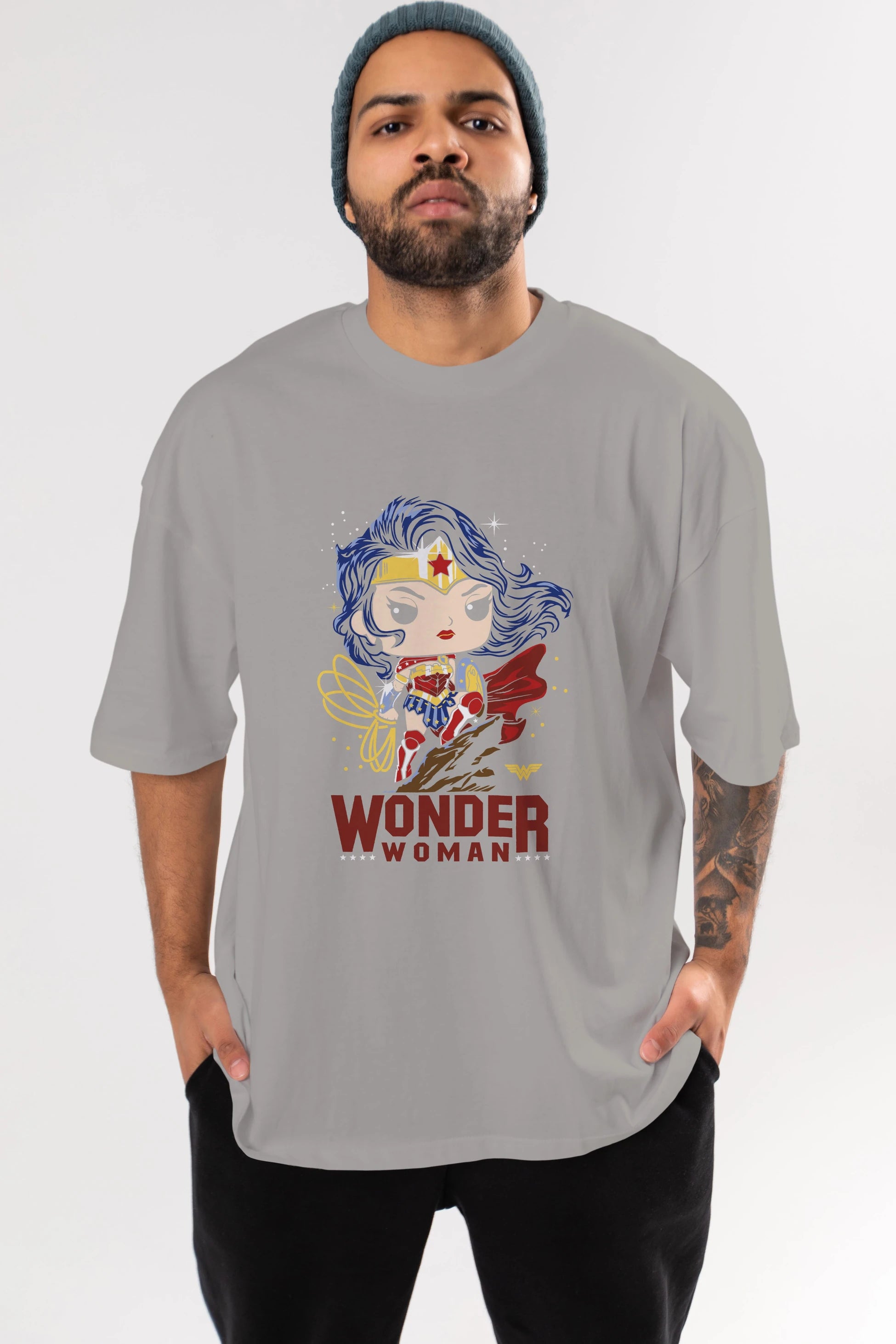 Wonder Woman (2) Ön Baskılı Oversize t-shirt Erkek Kadın Unisex %100 Pamuk Bisiklet Yaka tişort