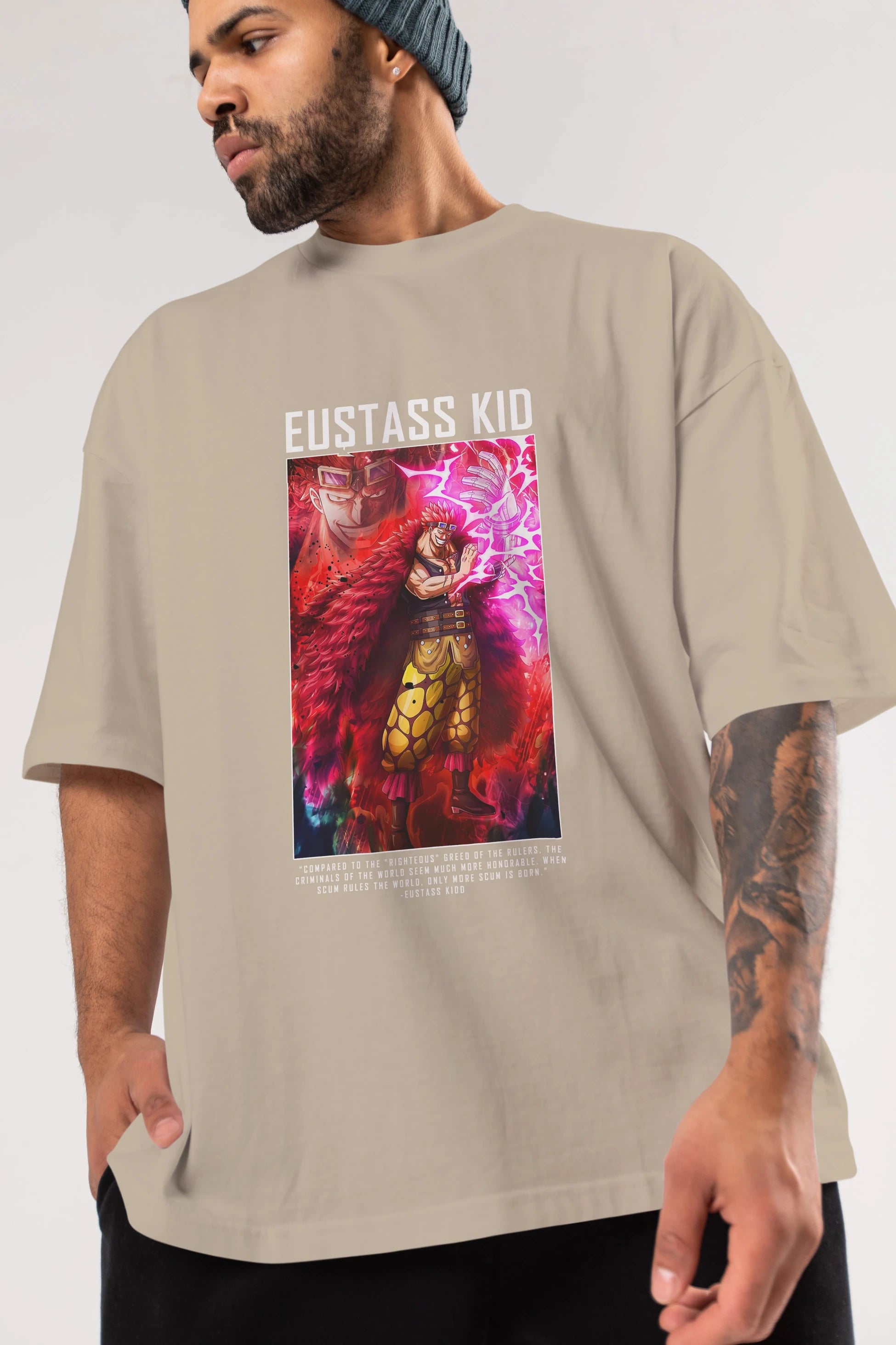 Eustass Kid Anime Ön Baskılı Oversize t-shirt Erkek Kadın Unisex