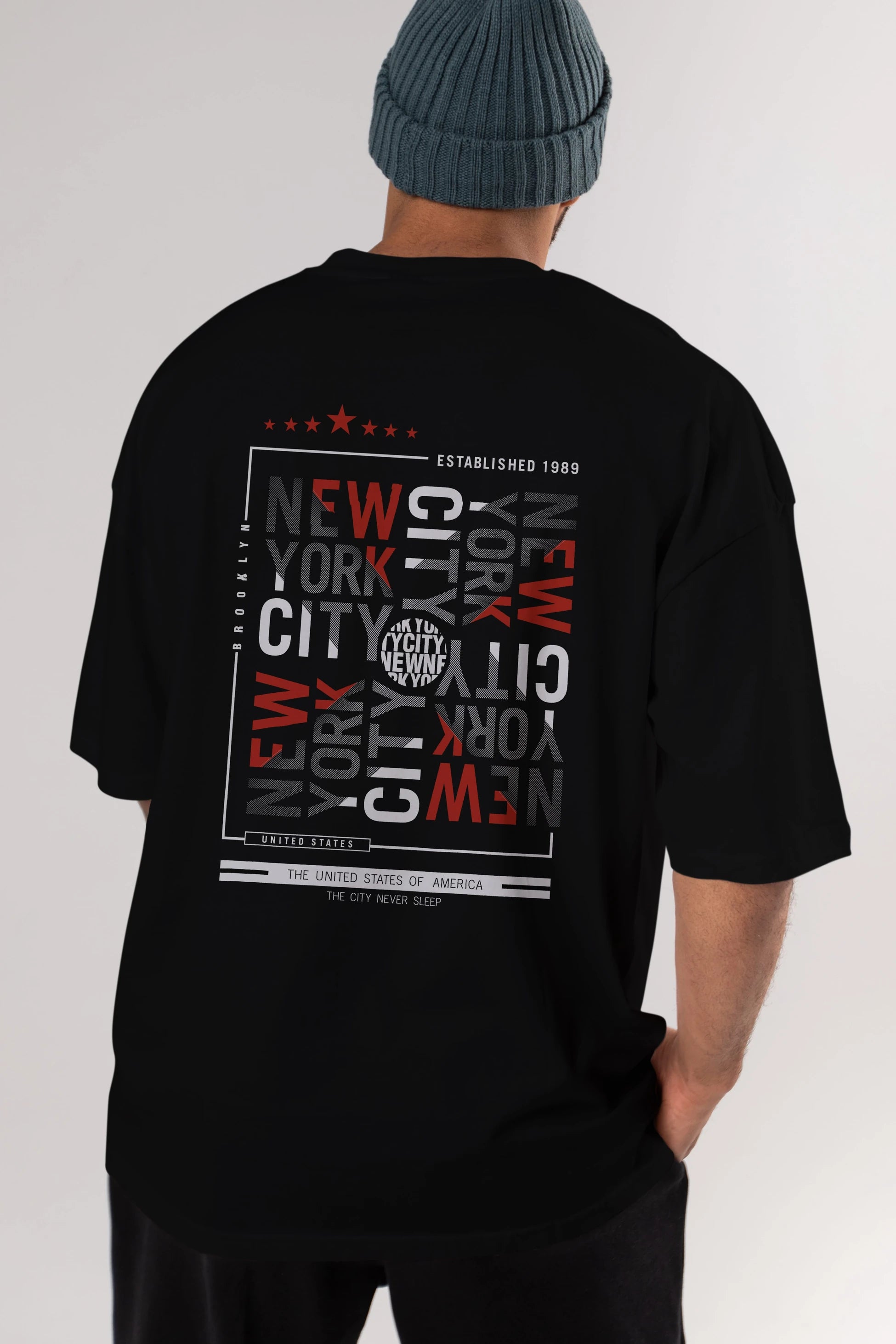 New York Style 2 Arka Baskılı Oversize t-shirt Erkek Kadın Unisex