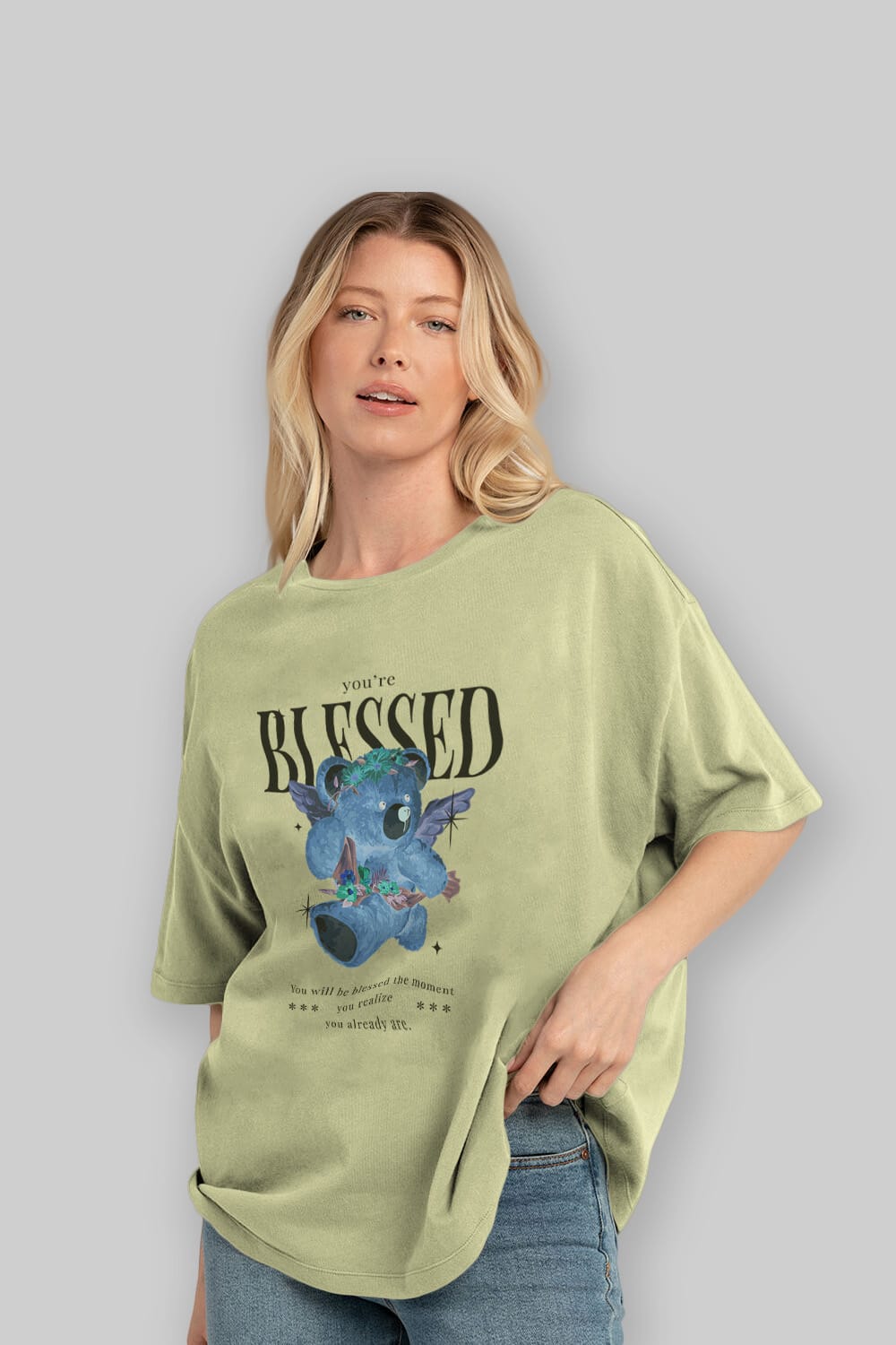You are Blessed Bear Ön Baskılı Oversize t-shirt Erkek Kadın Unisex