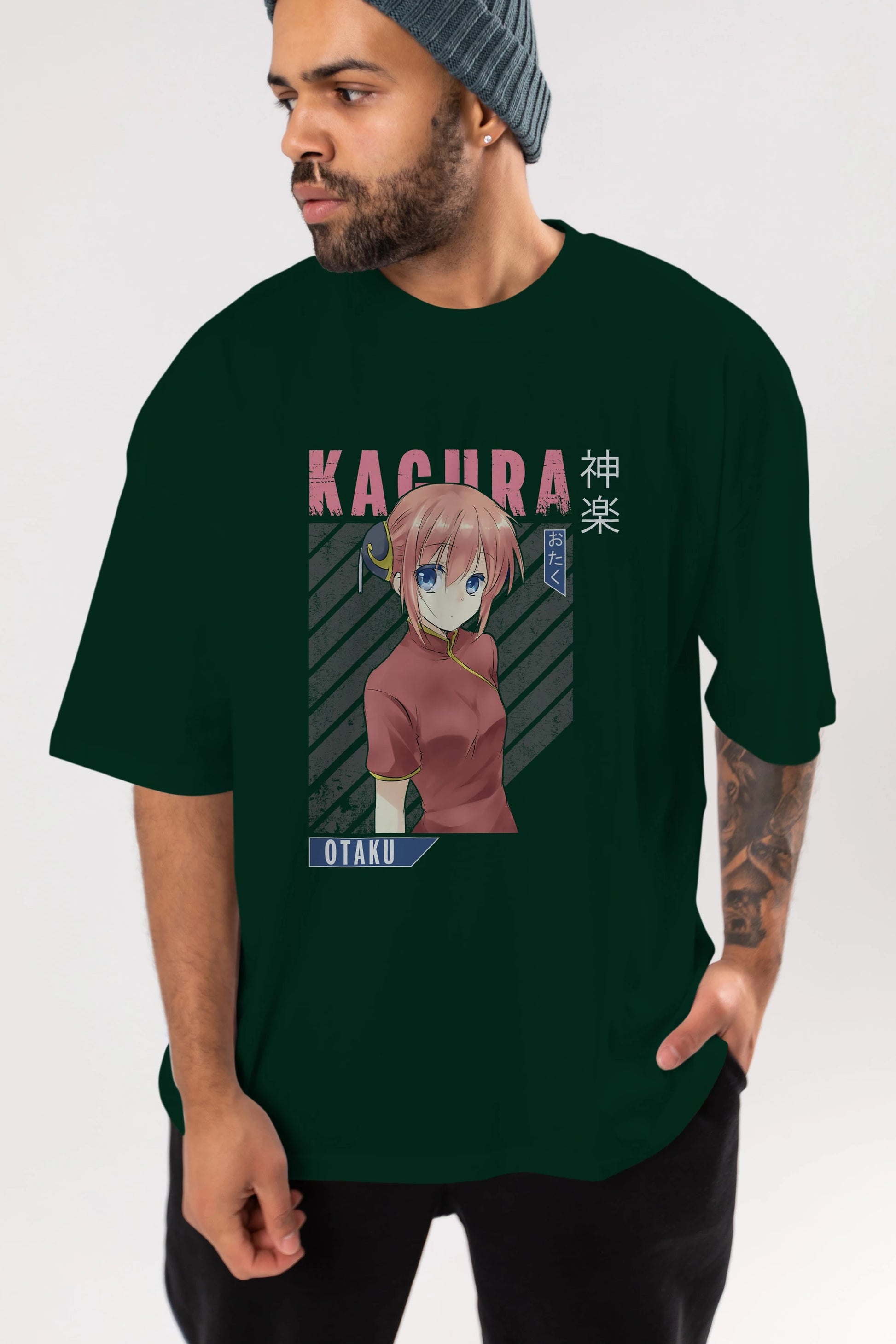 Kagura GINTAMA Anime Ön Baskılı Oversize t-shirt %100 pamuk Erkek Kadın Unisex