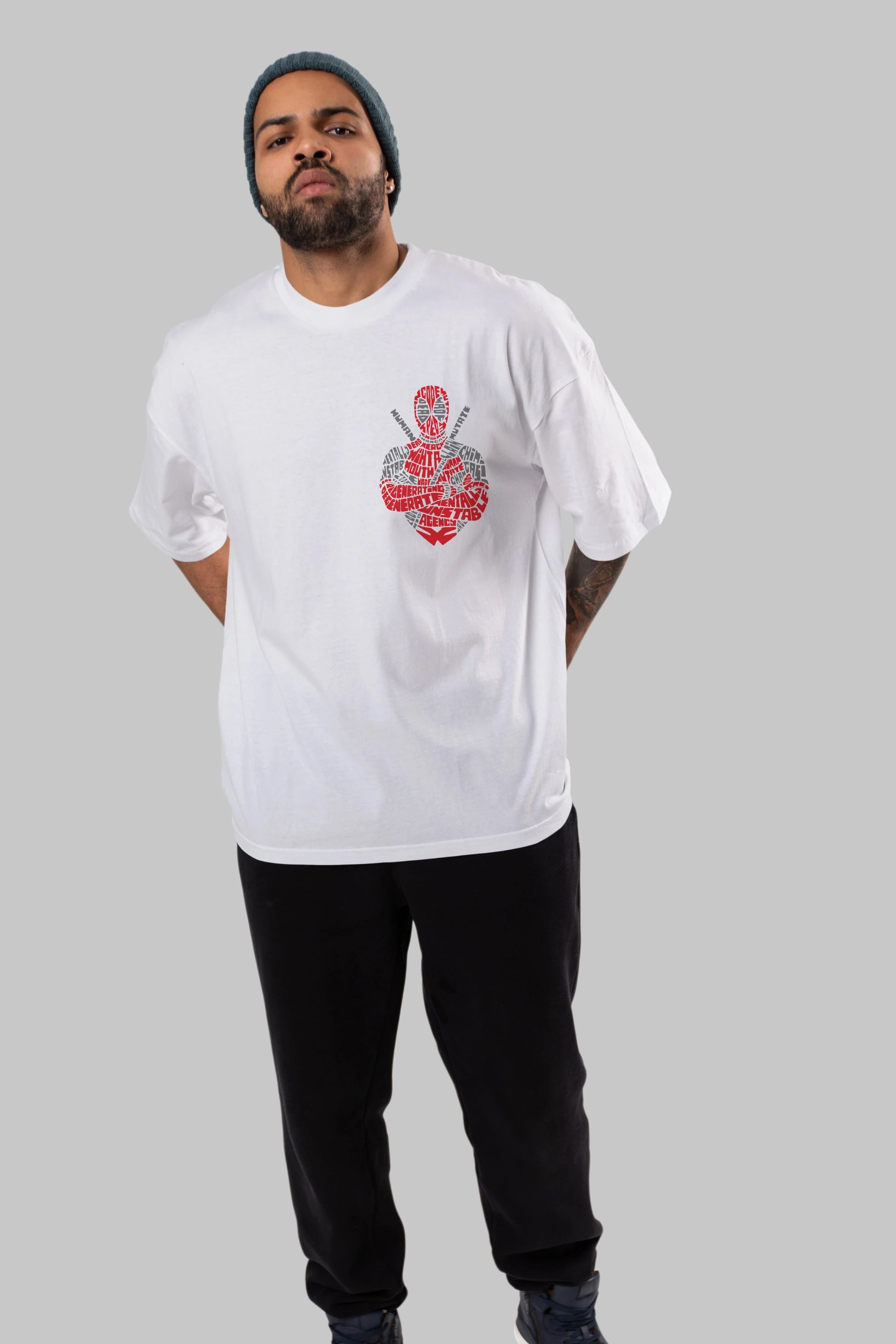 Deadpool (16) Ön Sol Baskılı Oversize t-shirt Erkek Kadın Unisex %100 Pamuk Bisiklet Yaka tişort
