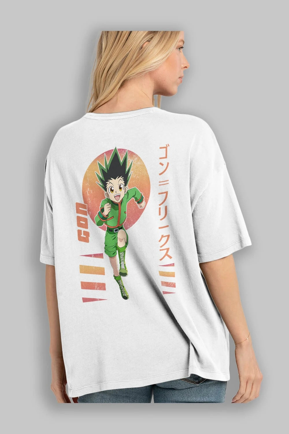 Gon Freecss HUNTER X HUNTER 2 Anime Arka Baskılı Oversize t-shirt Erkek Kadın Unisex