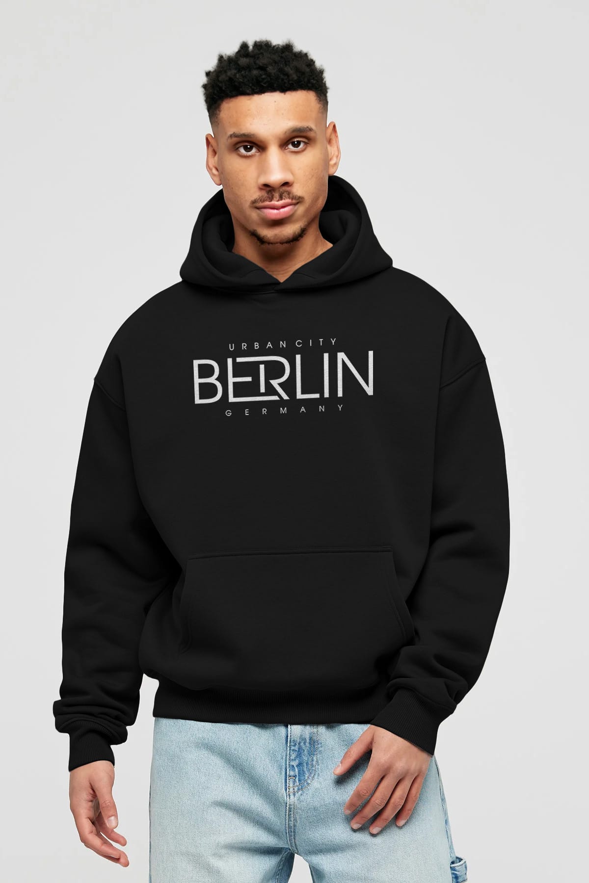 Berlin Ön Baskılı Oversize Hoodie Kapüşonlu Sweatshirt Erkek Kadın Unisex