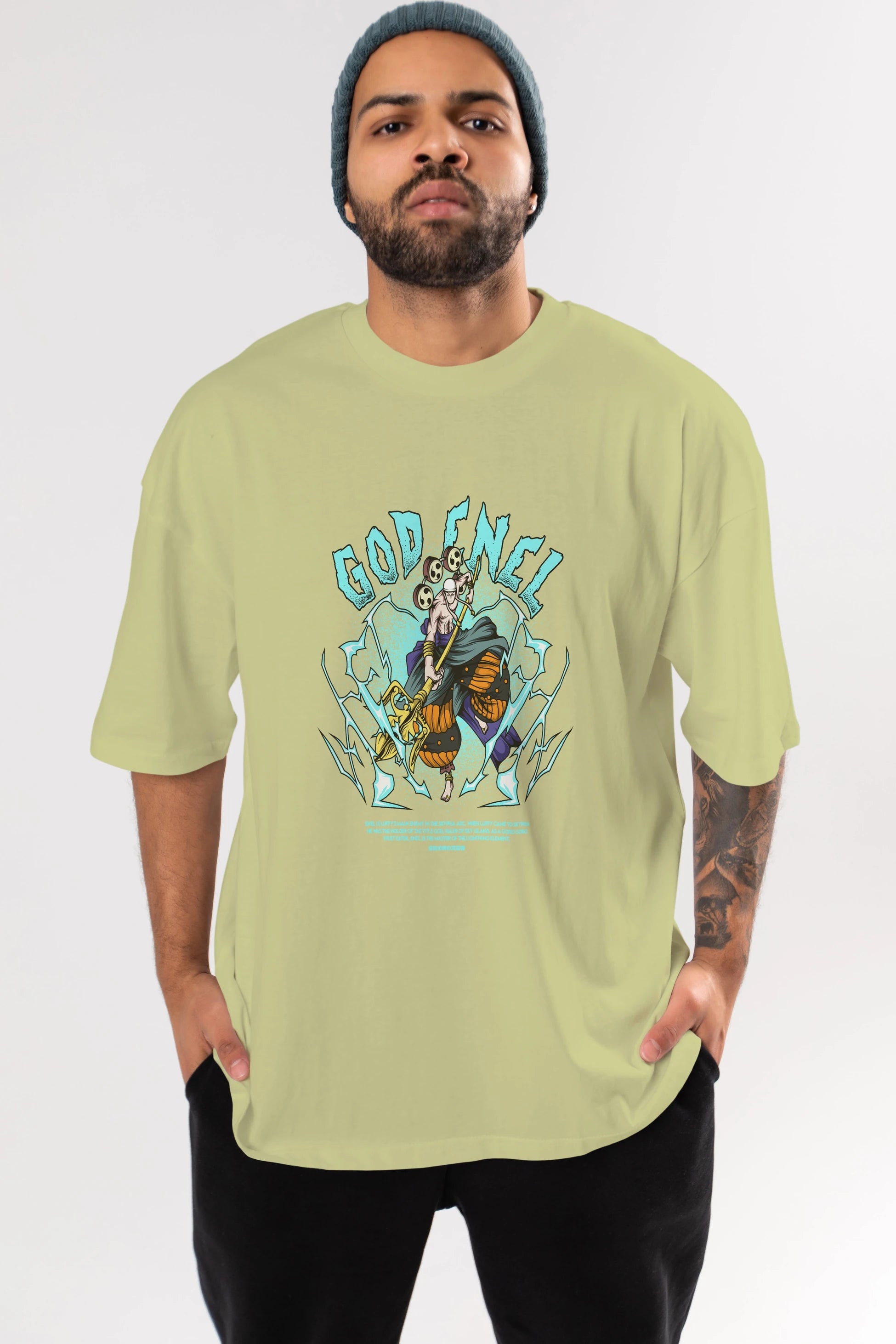 Eneru Anime Ön Baskılı Oversize t-shirt %100 pamuk Erkek Kadın Unisex