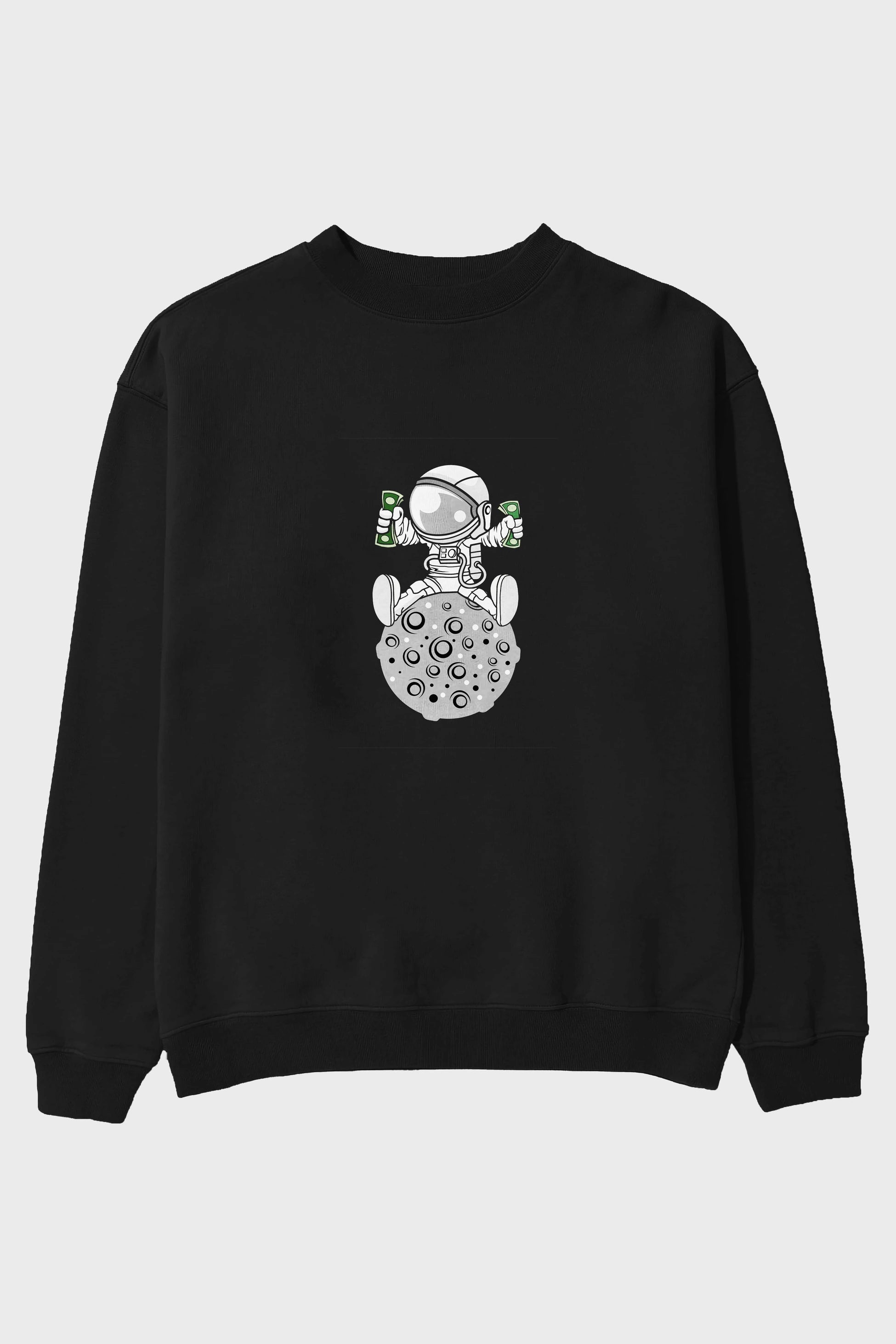 Astronaut Dollar Ön Baskılı Oversize Sweatshirt Erkek Kadın Unisex