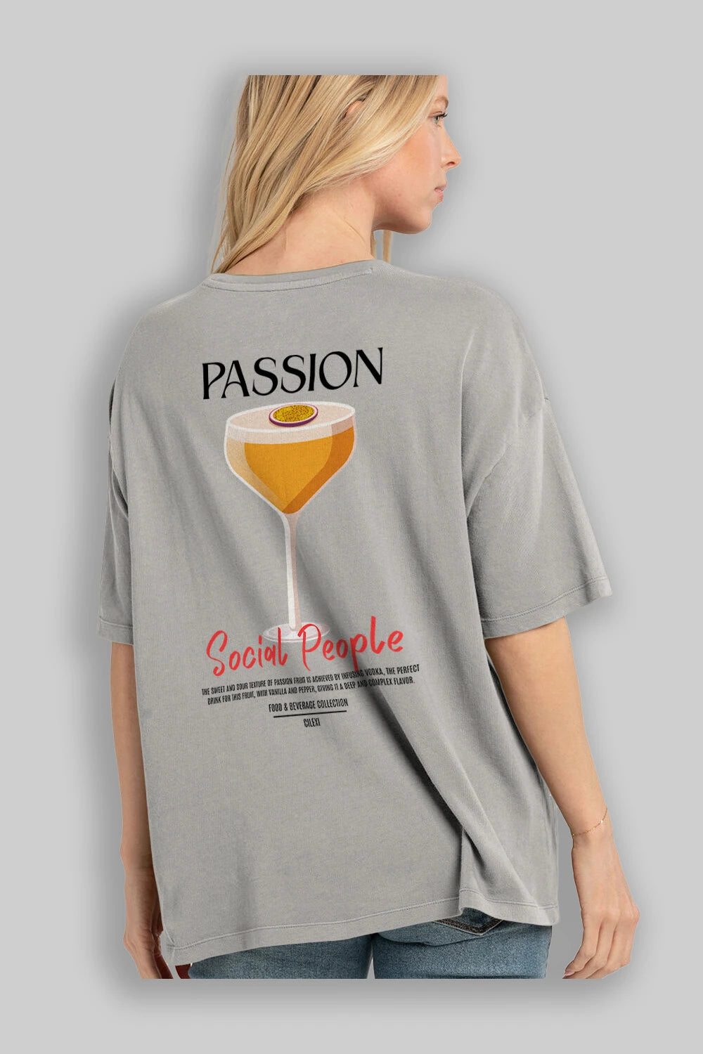 Passion Kokteyl Serisi Baskılı Oversize t-shirt Erkek Kadın Unisex %100 Pamuk Bisiklet Yaka tişort