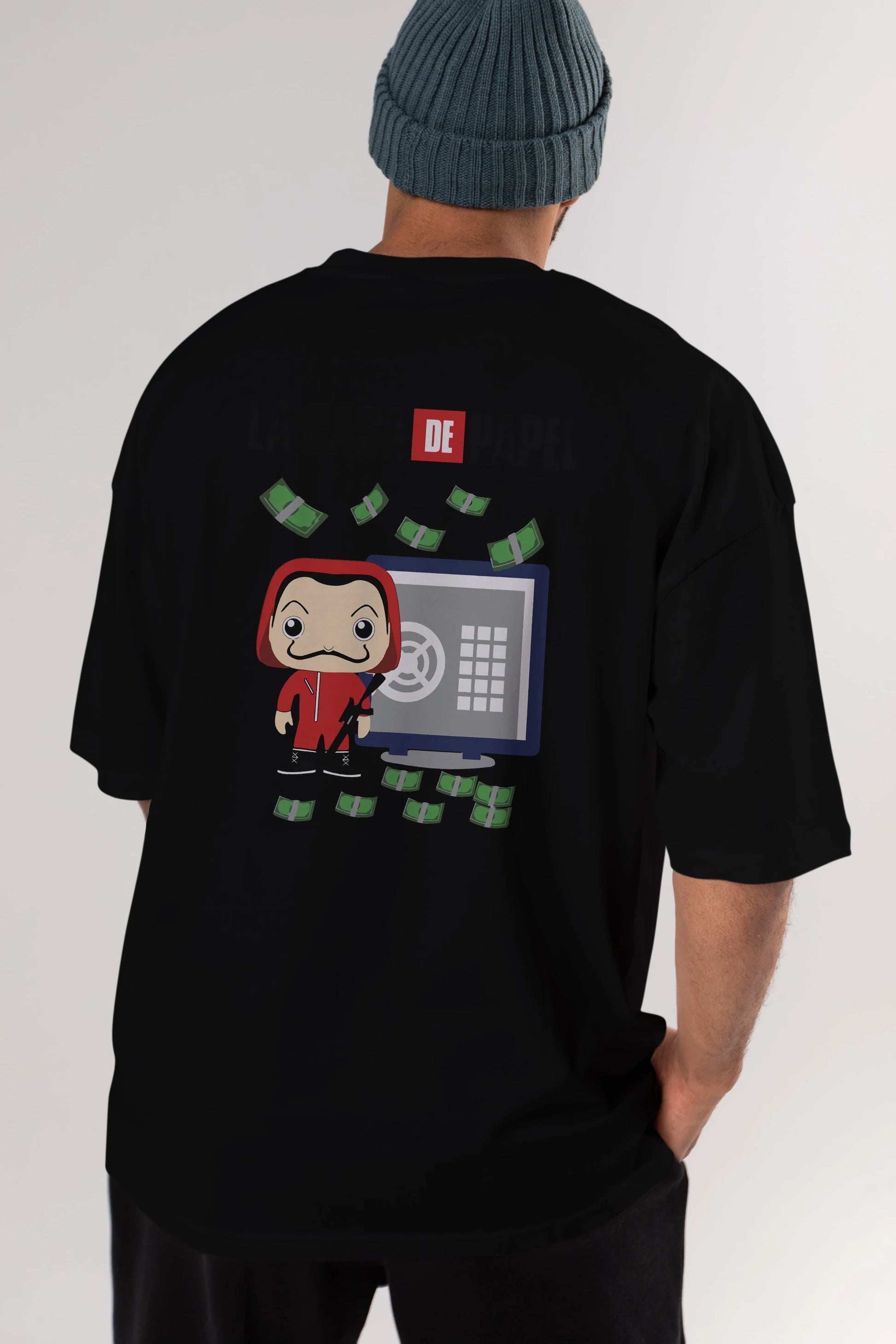 La Casa De Papel (4) Arka Baskılı Oversize t-shirt Erkek Kadın Unisex %100 Pamuk Bisiklet Yaka tişort